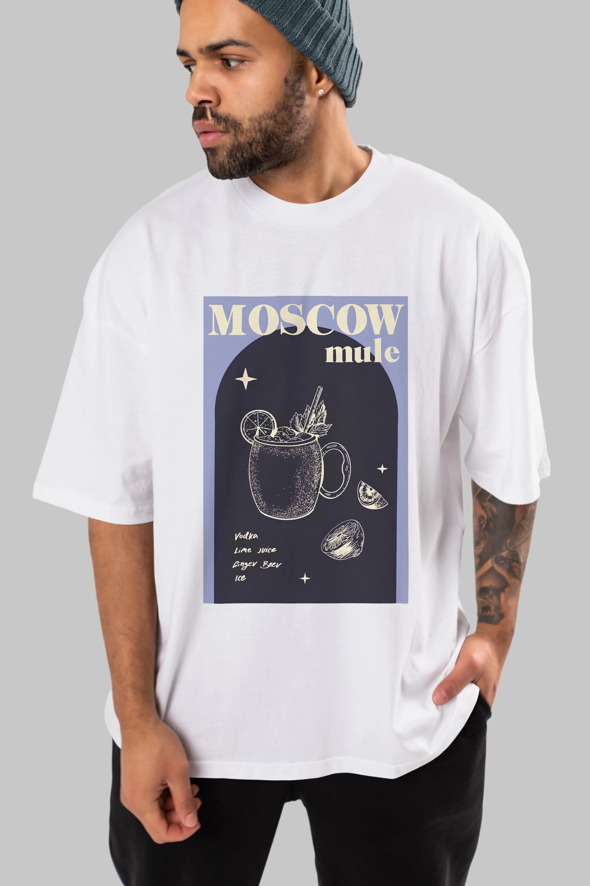 Moscow Mule Ön Baskılı Oversize t-shirt Erkek Kadın Unisex %100 Pamuk Bisiklet Yaka tişort