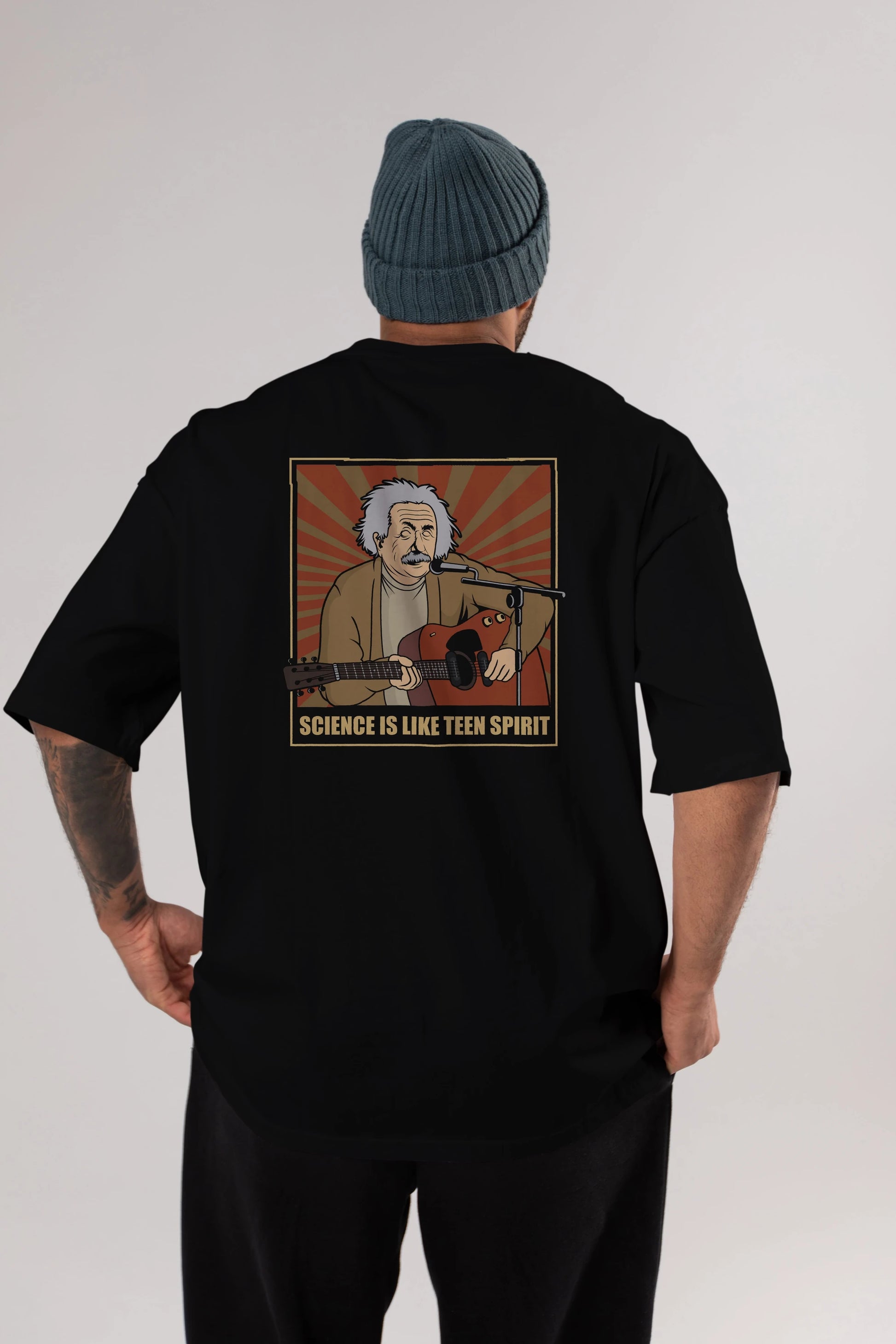 Kurt Einstein Arka Baskılı Oversize t-shirt Erkek Kadın Unisex %100 Pamuk tişort