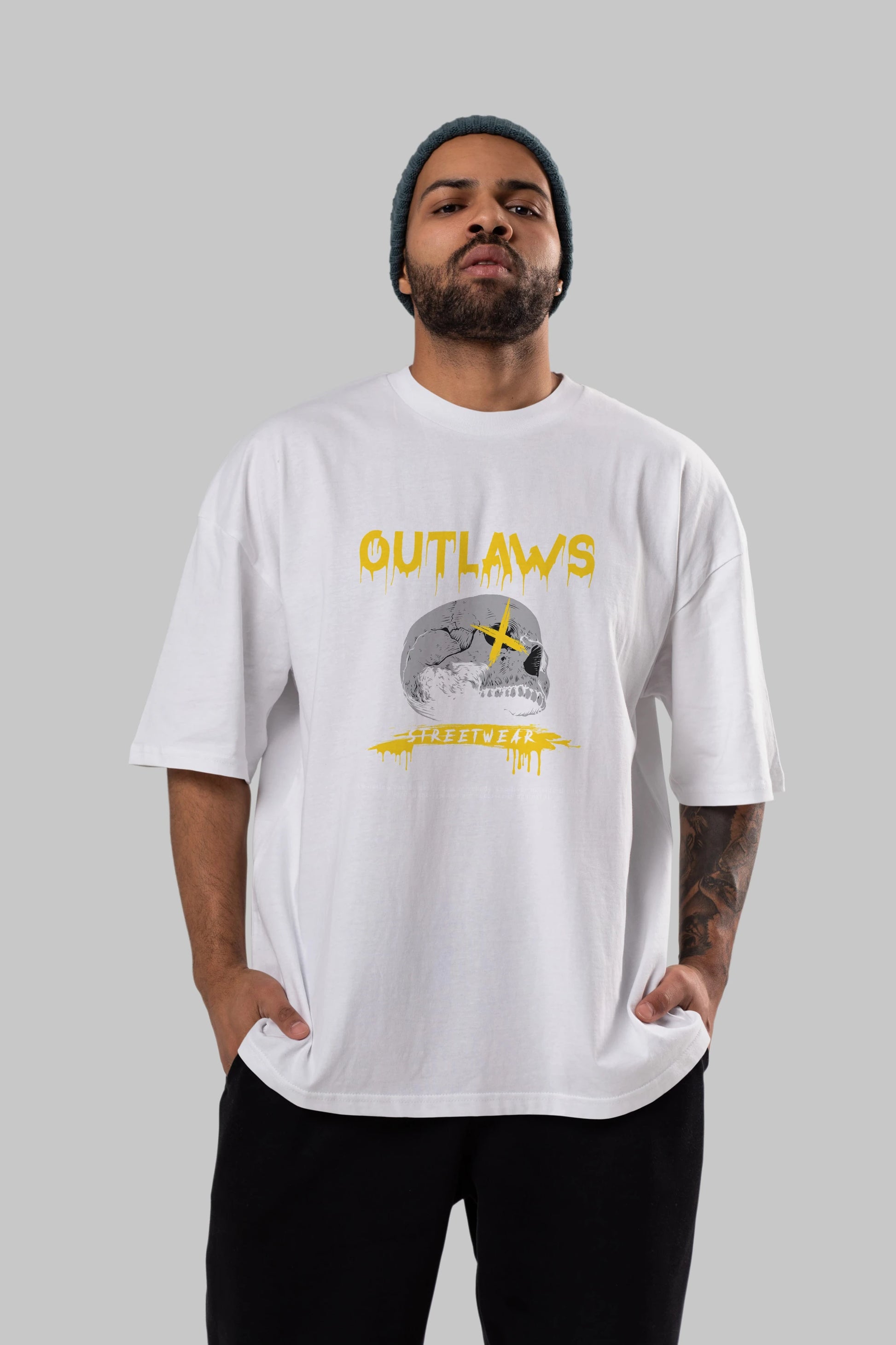 Outlaws Streetwear Ön Baskılı Oversize t-shirt Erkek Kadın Unisex