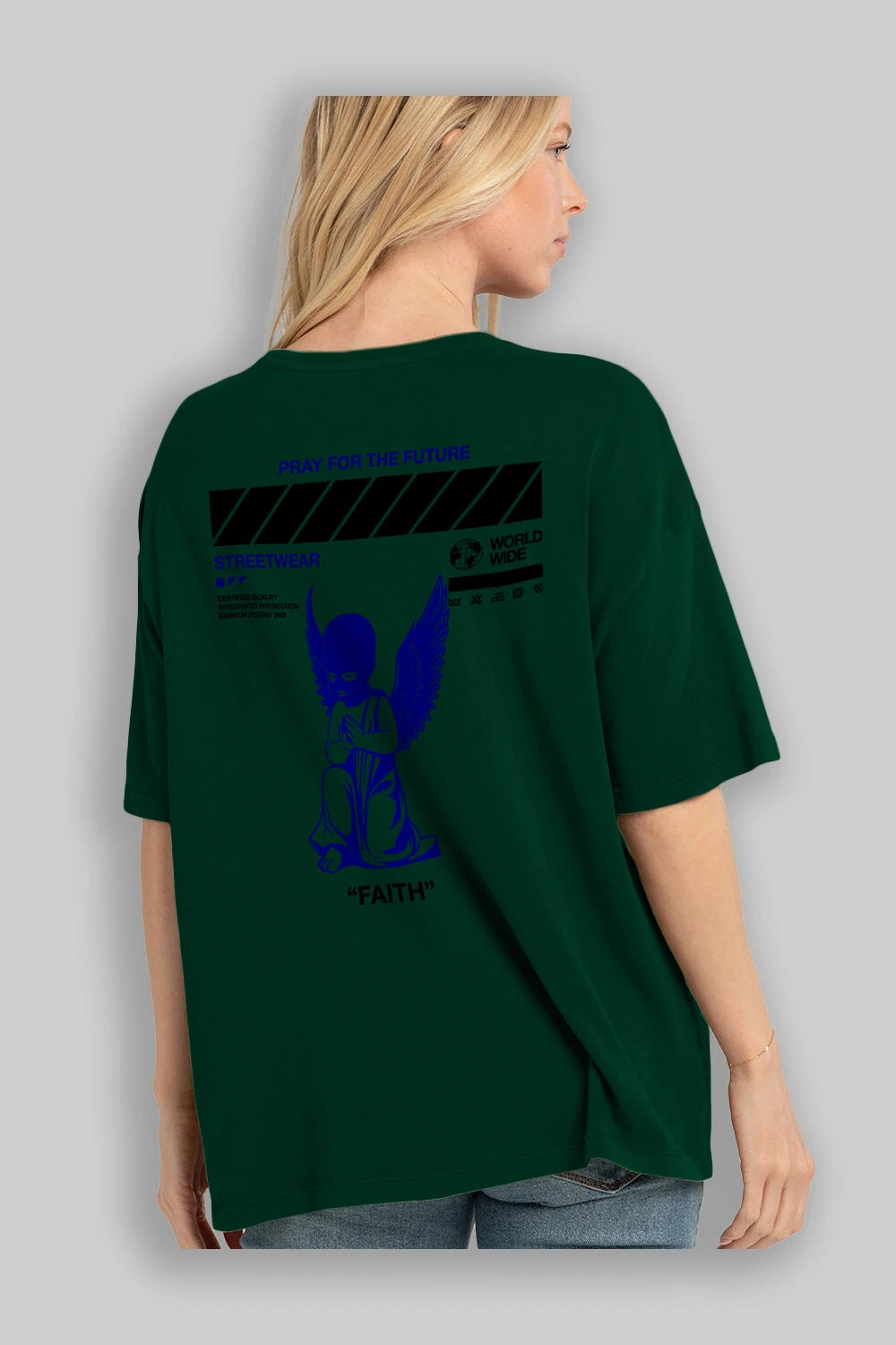 Pray for The Future Arka Baskılı Oversize t-shirt Erkek Kadın Unisex