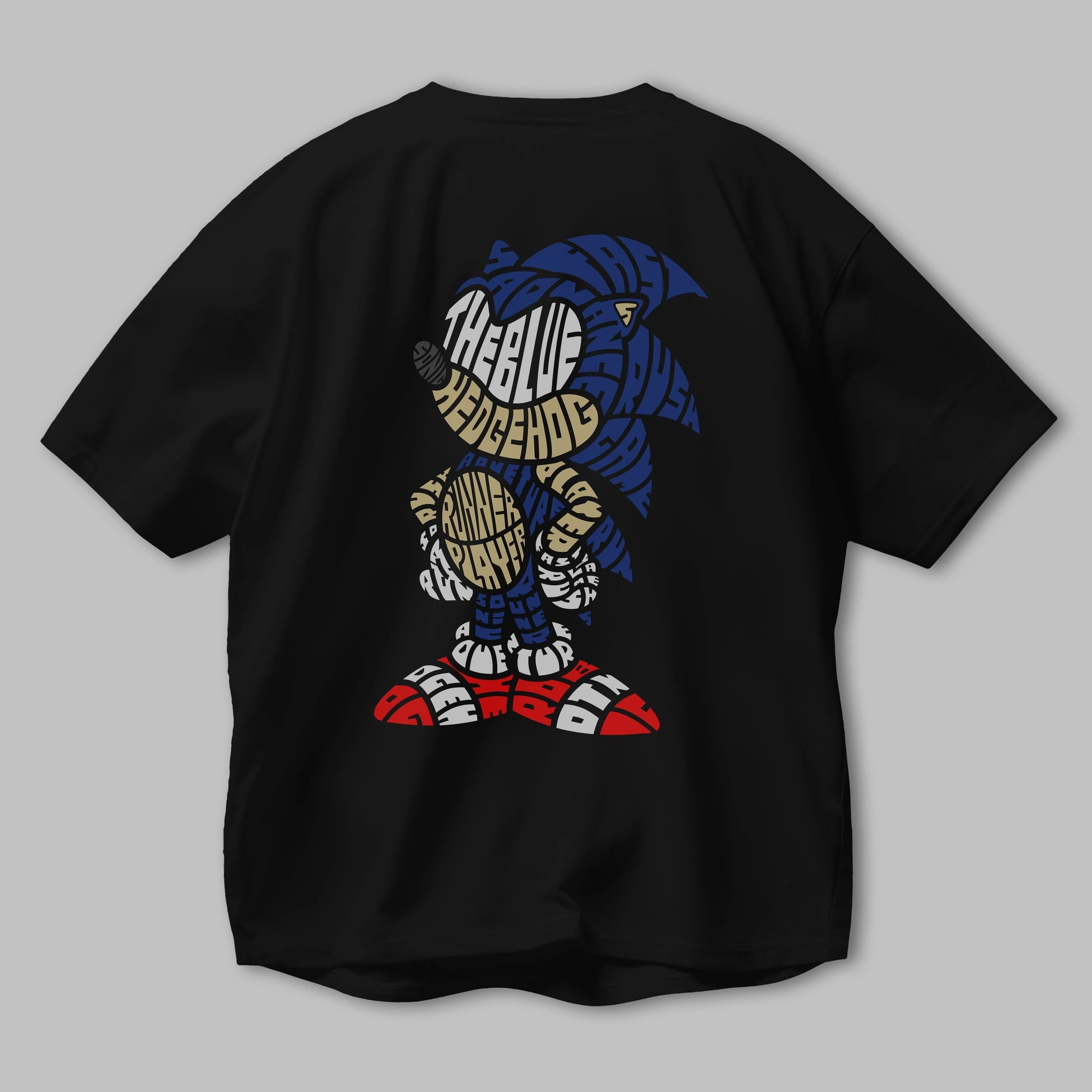 The Blue Hedgehog Arka Baskılı Oversize t-shirt %100 pamuk Erkek Kadın Unisex