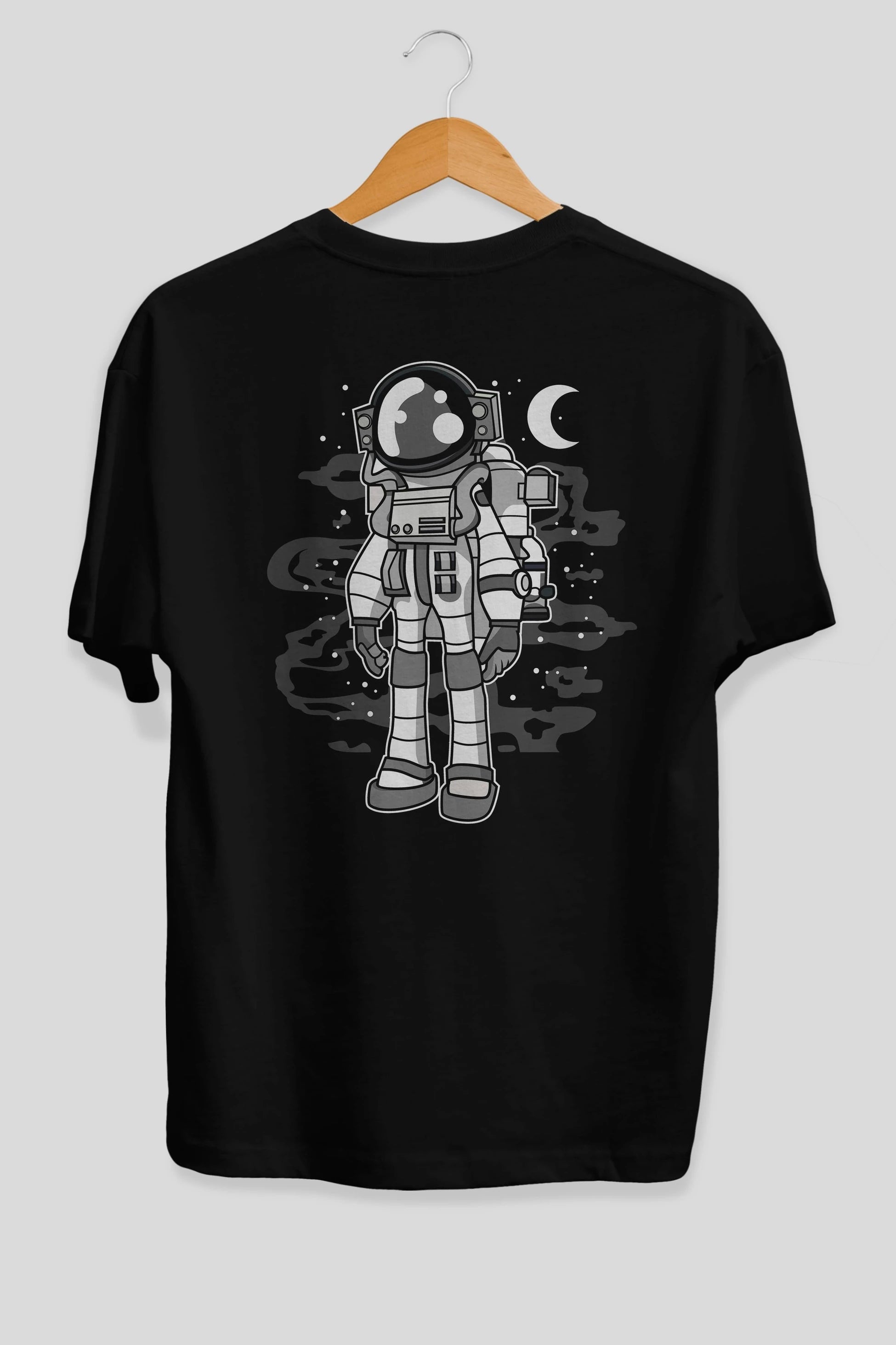 Astronaut Stand Arka Baskılı Oversize t-shirt Erkek Kadın Unisex