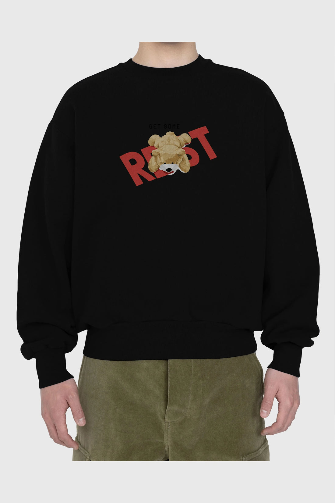 Teddy Bear Rest Ön Baskılı Oversize Sweatshirt Erkek Kadın Unisex