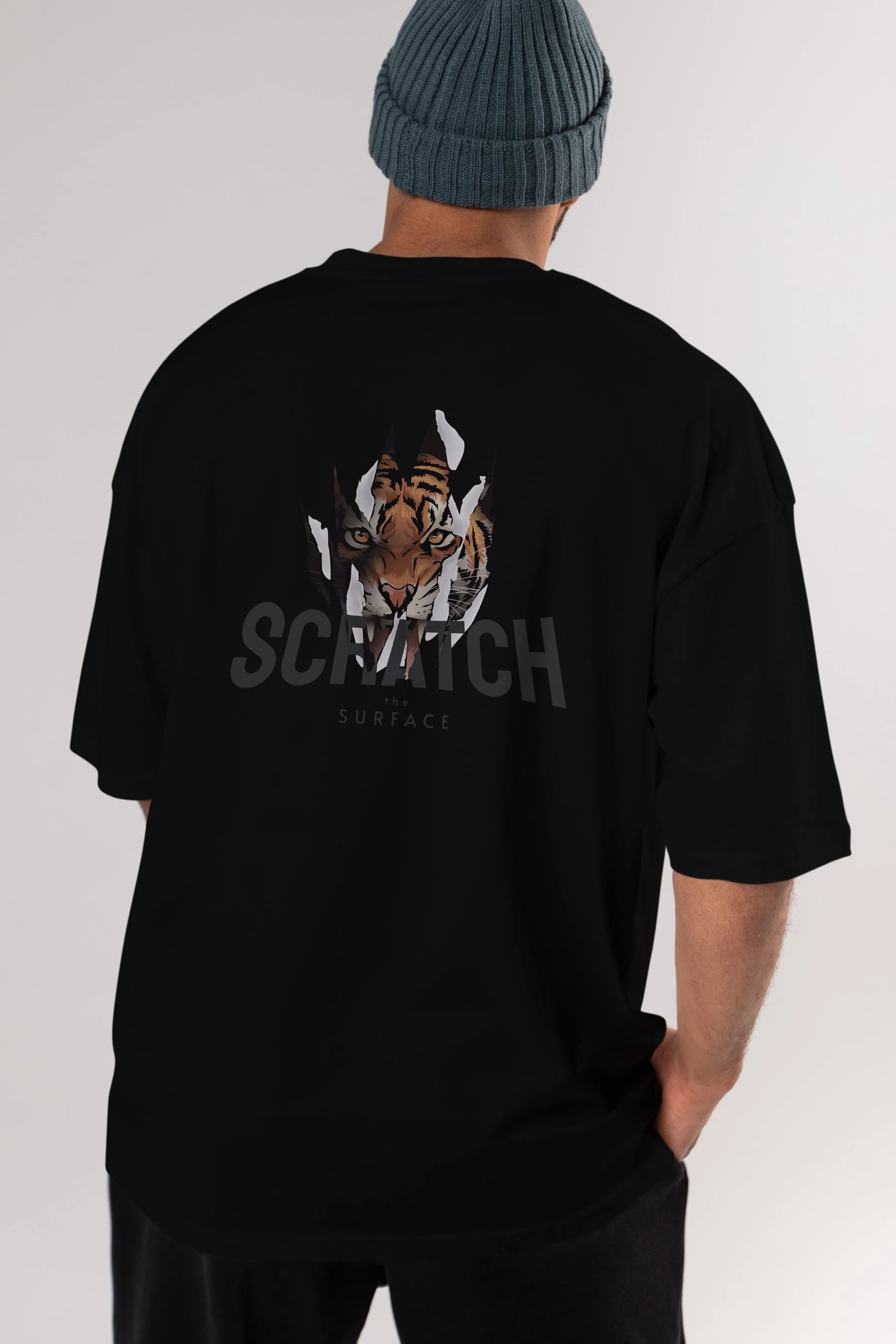 Teddy Bear Scratch Arka Baskılı Oversize t-shirt Erkek Kadın Unisex %100 Pamuk