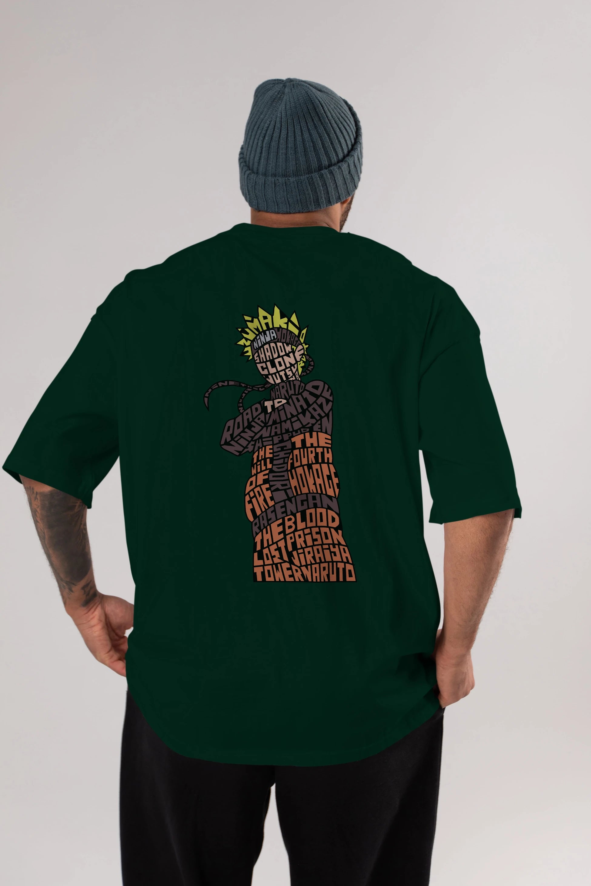Rasengan Arka Baskılı Oversize t-shirt %100 pamuk Erkek Kadın Unisex