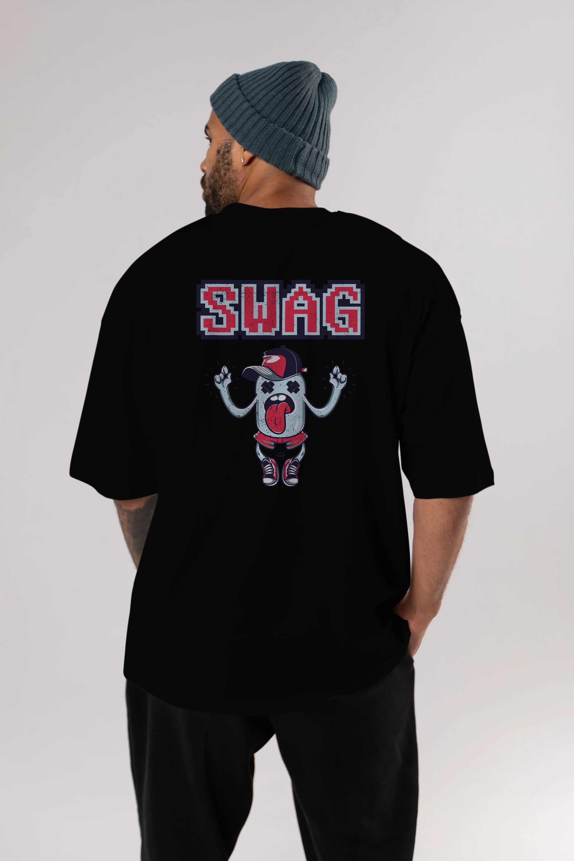 Swag Arka Baskılı Oversize t-shirt Erkek Kadın Unisex