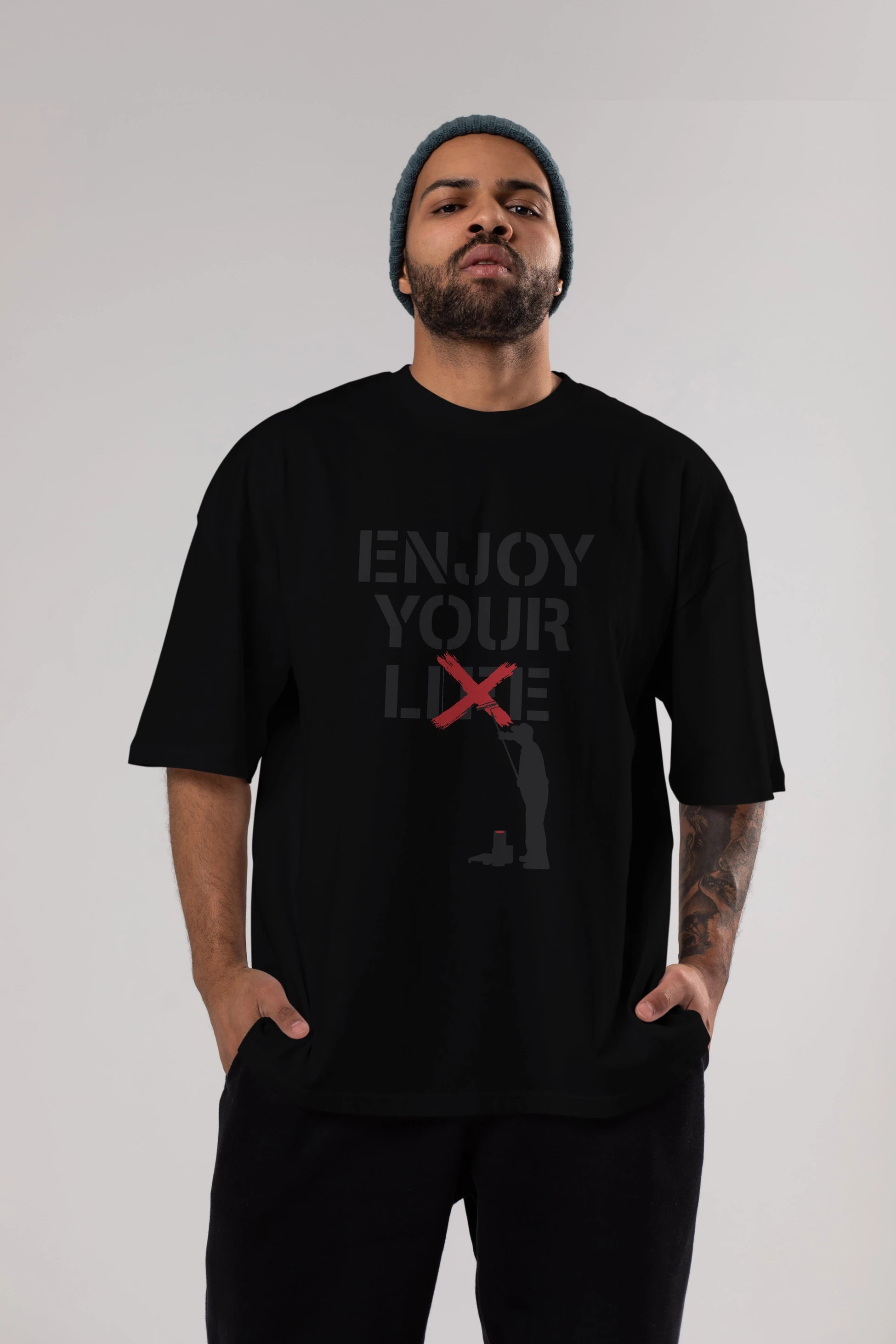 Enjoy Your Lie Ön Baskılı Oversize t-shirt %100 pamuk Erkek Kadın Unisex