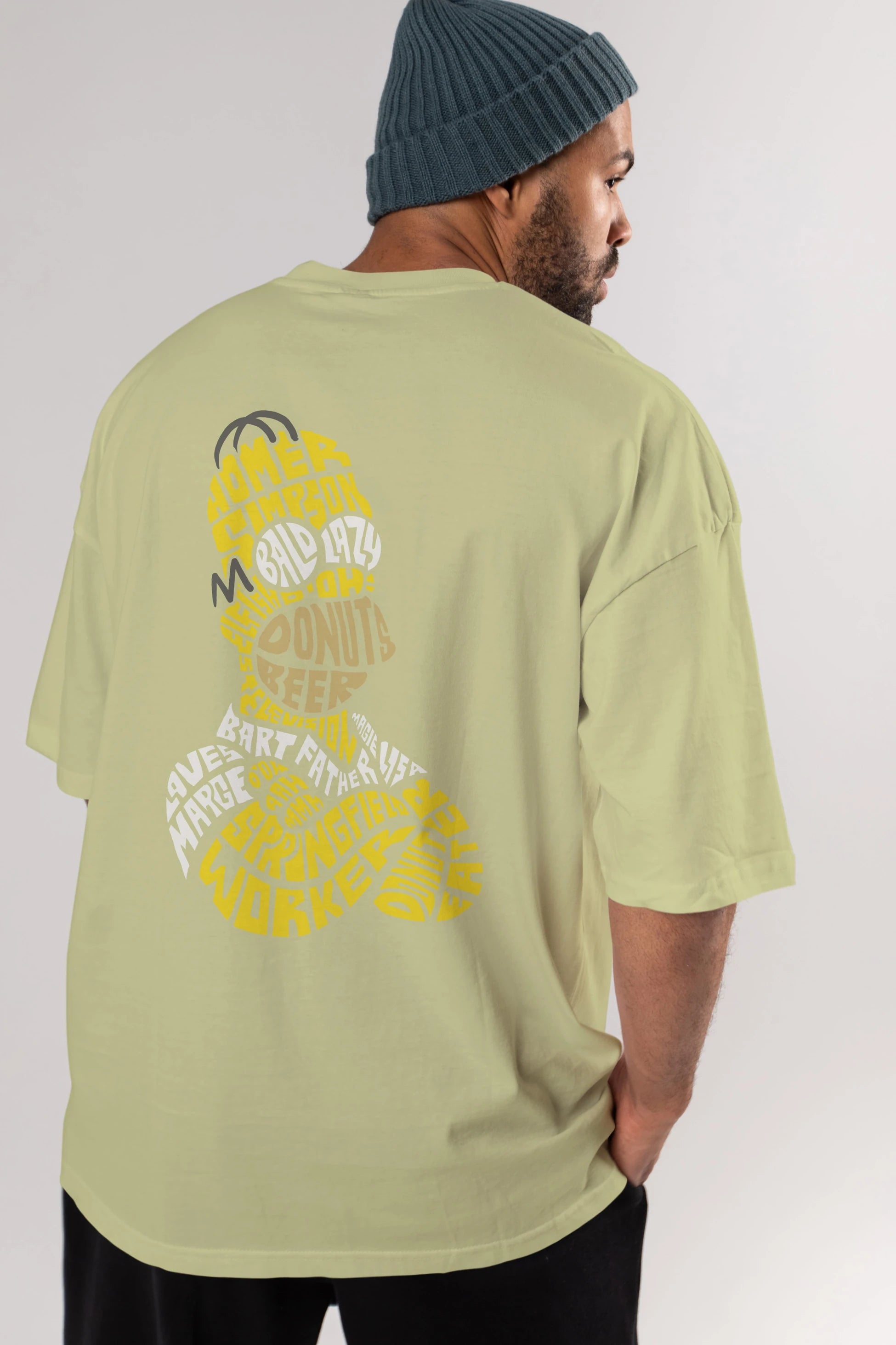 Homer Simpson Arka Baskılı Oversize t-shirt %100 pamuk Erkek Kadın Unisex