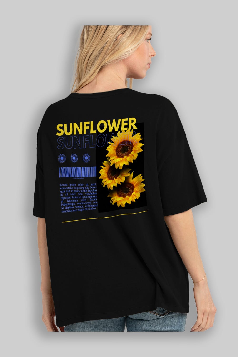 Sunflower Arka Baskılı Oversize t-shirt Erkek Kadın Unisex