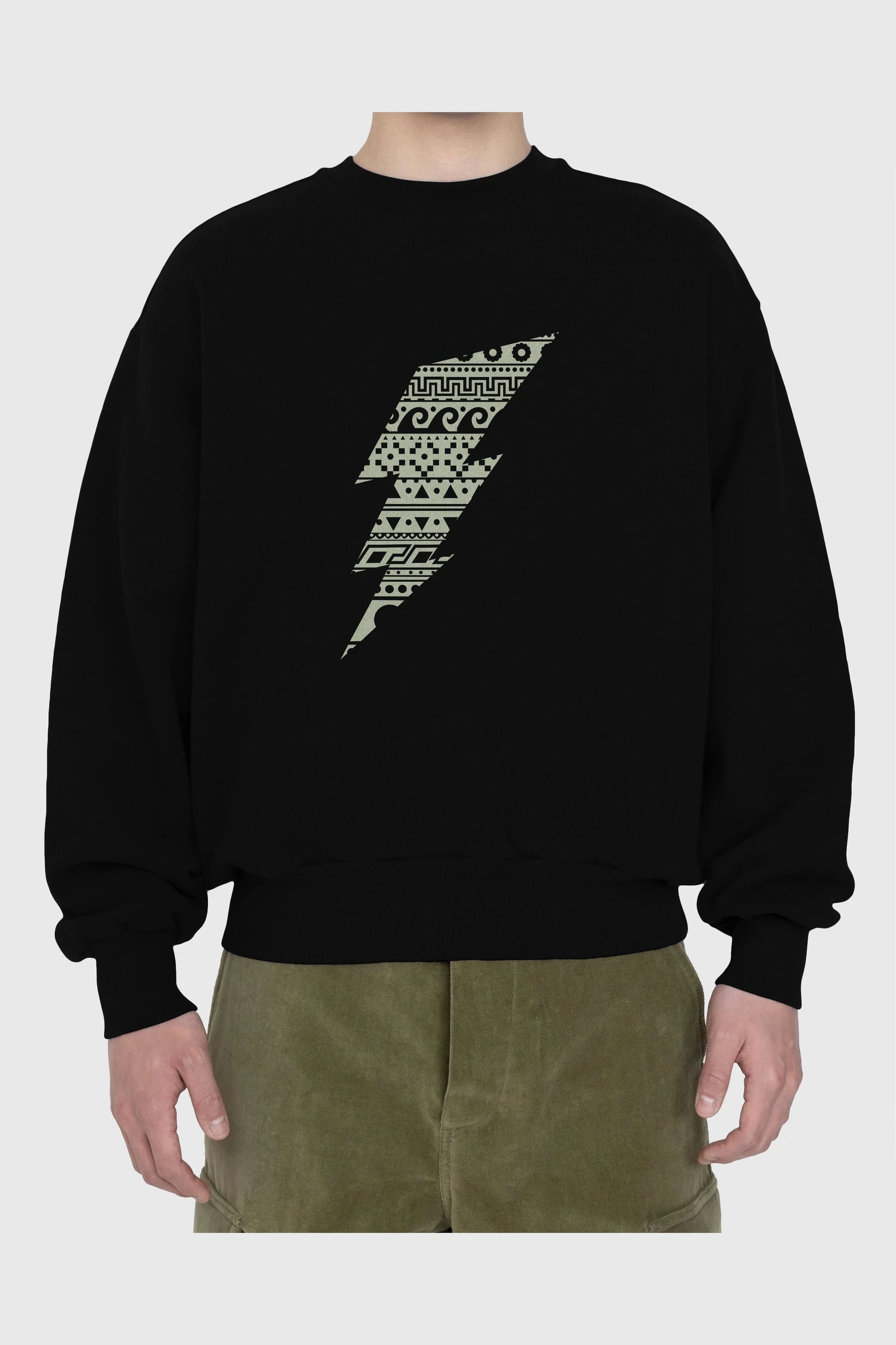 Thunderbolt Ön Baskılı Oversize Sweatshirt Erkek Kadın Unisex