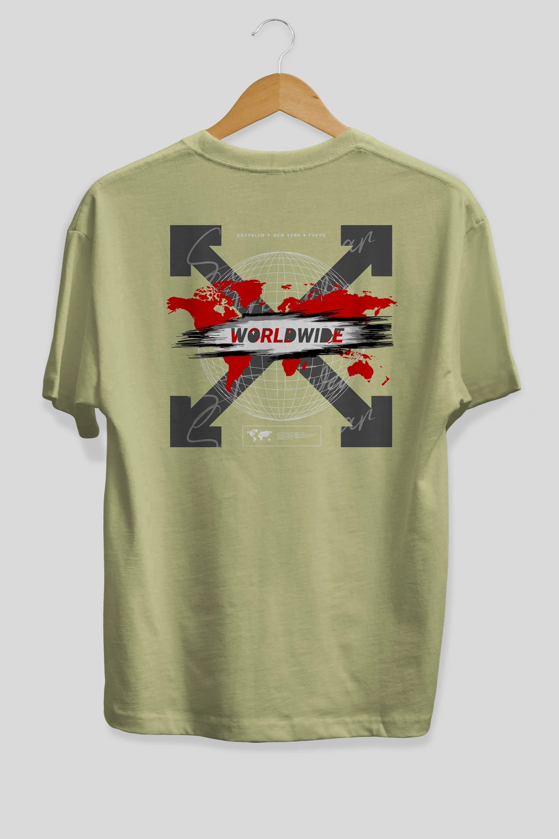 Worldwide Style Arka Baskılı Oversize t-shirt Erkek Kadın Unisex
