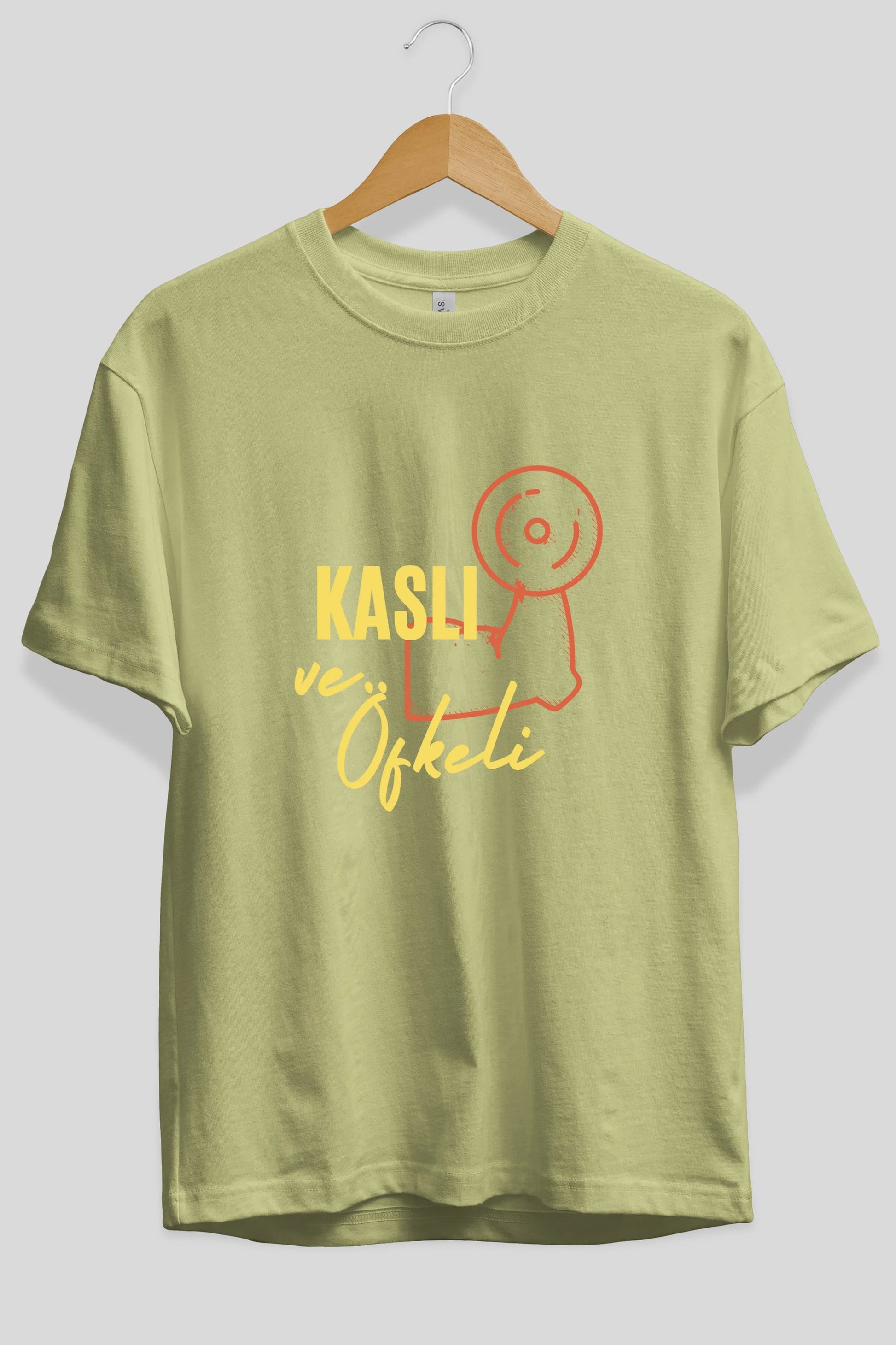 Kaslı ve Öfkeli Yazılı Ön Baskılı Oversize t-shirt Erkek Kadın Unisex