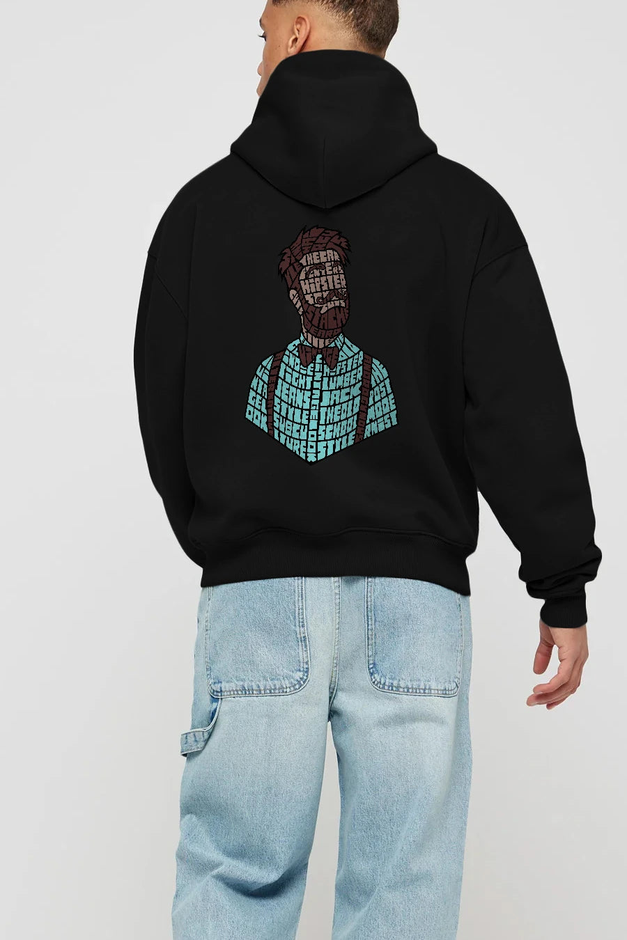 Hipster (2) Arka Baskılı Hoodie Oversize Kapüşonlu Sweatshirt Erkek Kadın Unisex