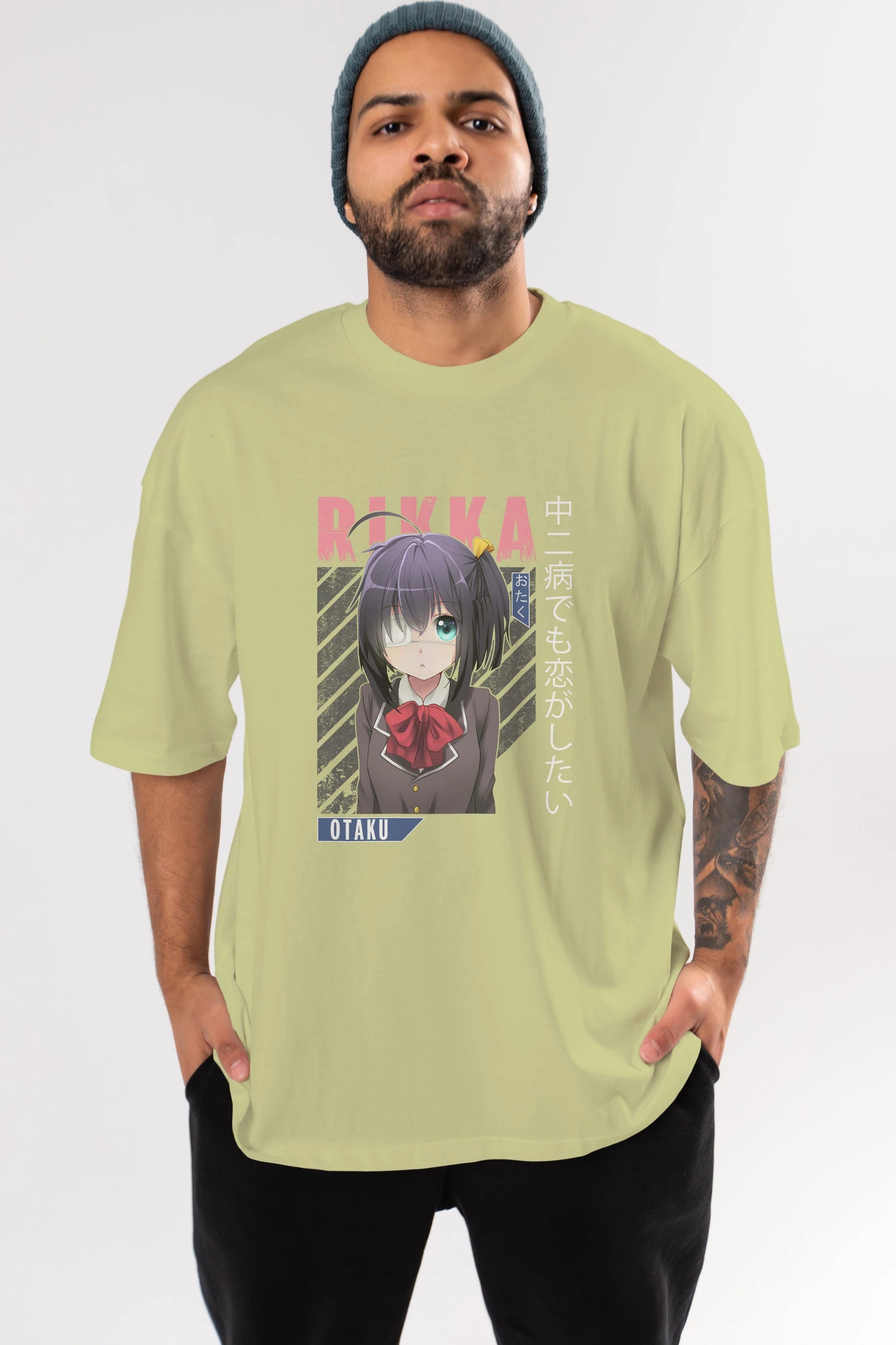 Rikka Takanashi 9 Anime Ön Baskılı Oversize t-shirt %100 pamuk Erkek Kadın Unisex