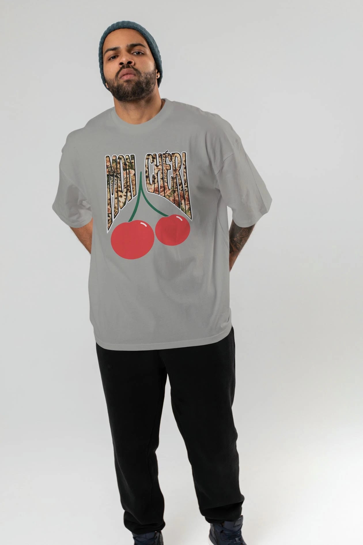 Mon Cherry Cherries Ön Baskılı Oversize t-shirt Erkek Kadın Pamuk Bisiklet Yaka tişort