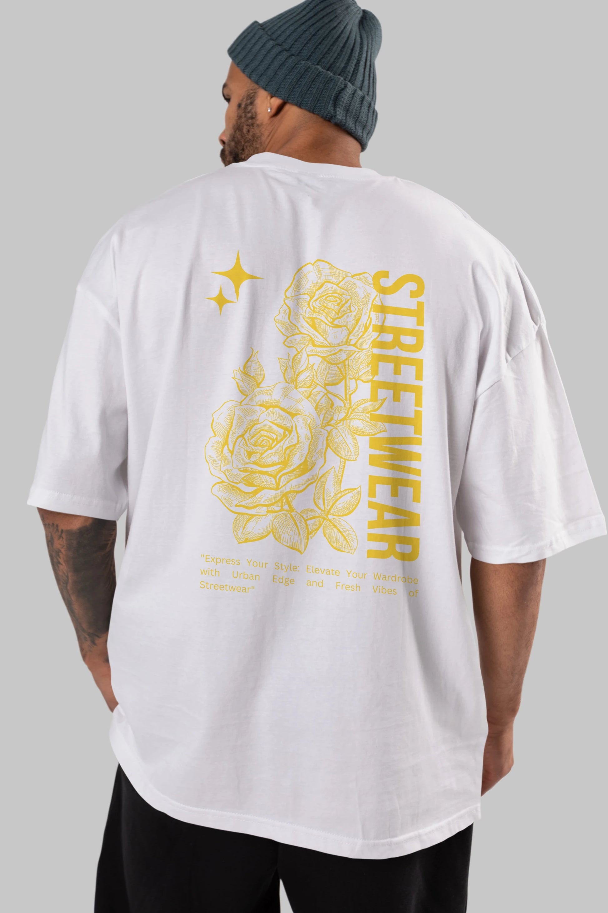 Minimalist Streetwear Arka Baskılı Oversize t-shirt Erkek Kadın Unisex