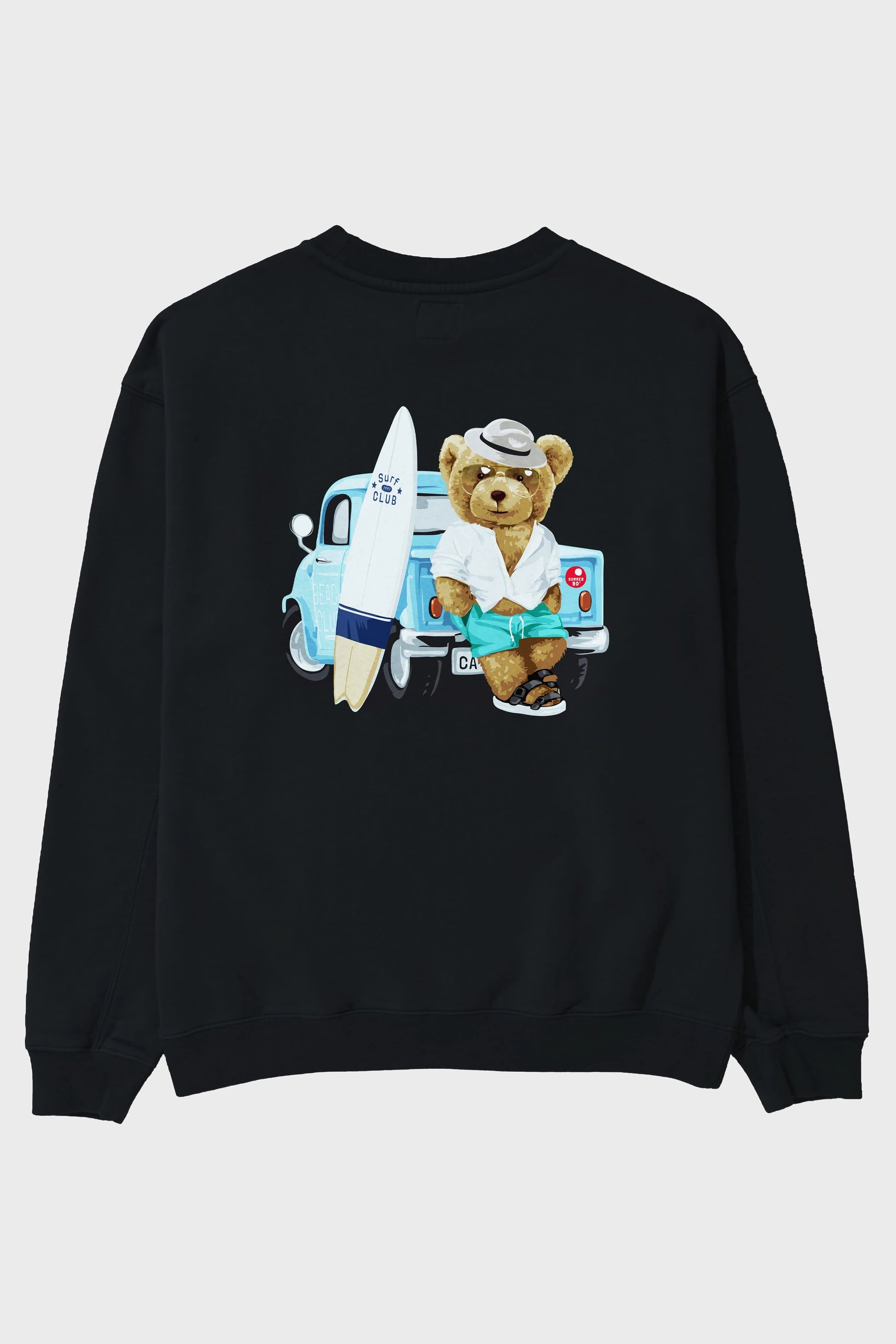 Teddy Bear Surf Club Arka Baskılı Oversize Sweatshirt Erkek Kadın Unisex