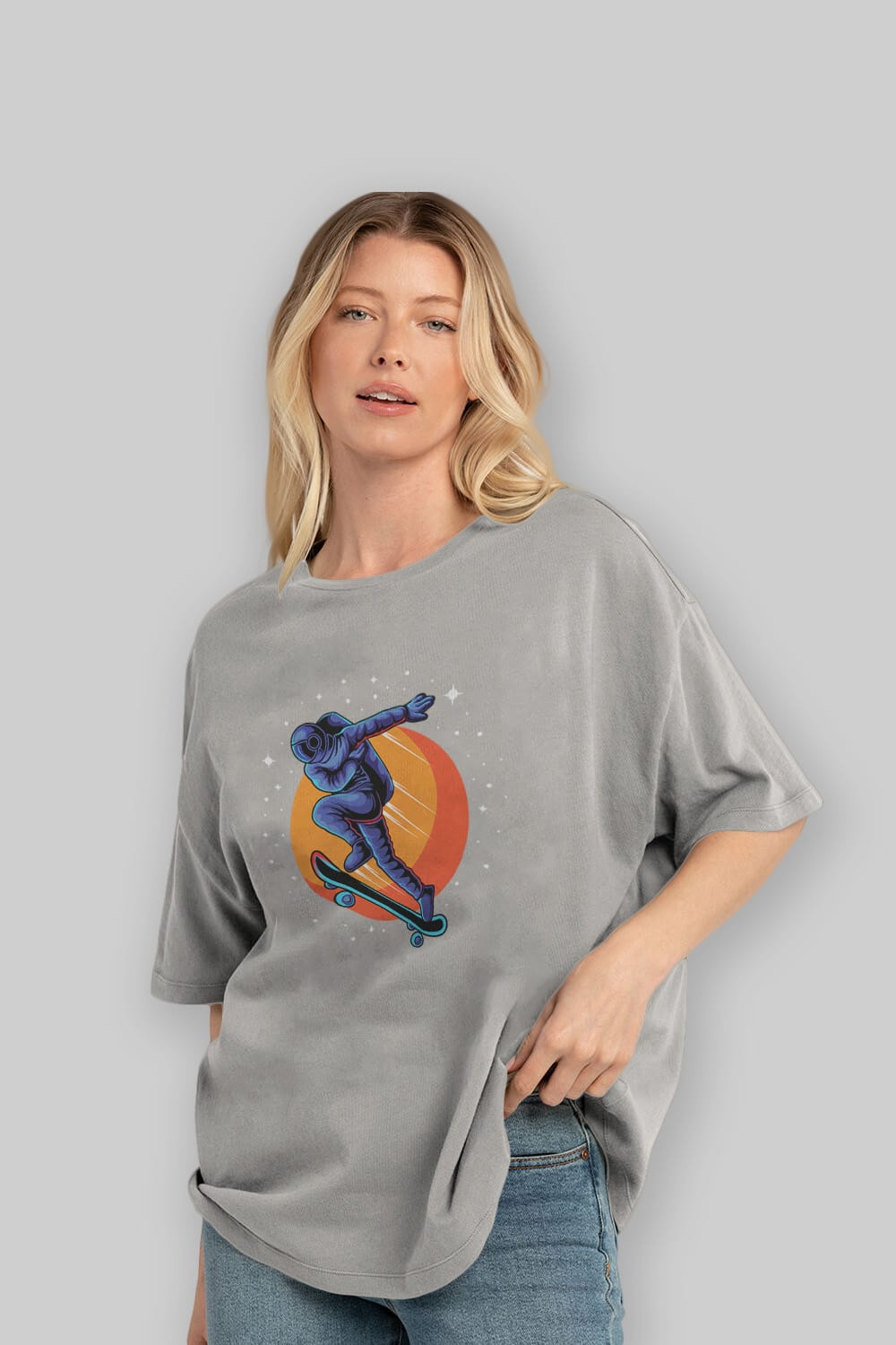 Astroskate Run Ön Baskılı Oversize t-shirt Erkek Kadın Unisex