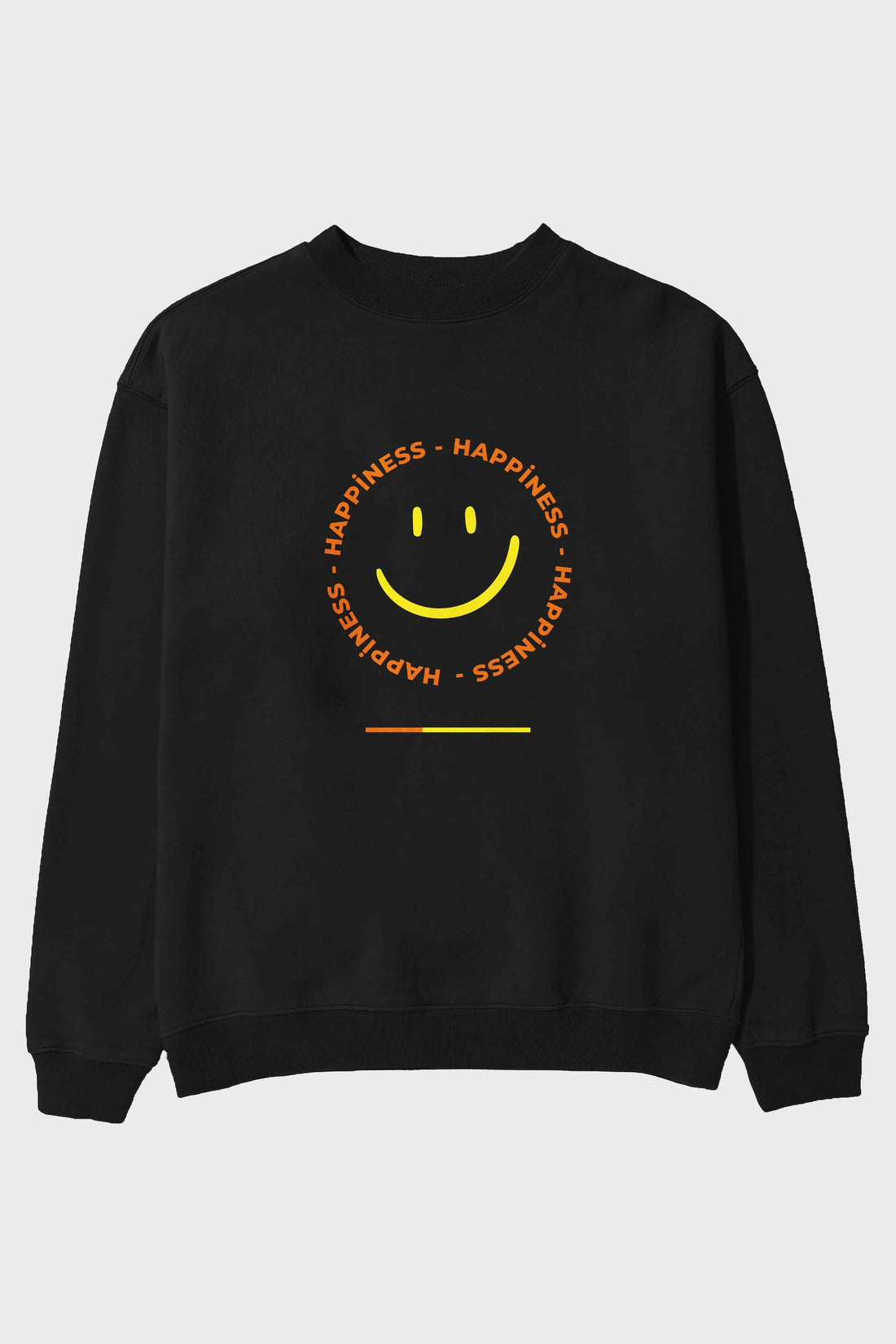 Happiness Smile Yazılı Ön Baskılı Oversize Sweatshirt Erkek Kadın Unisex