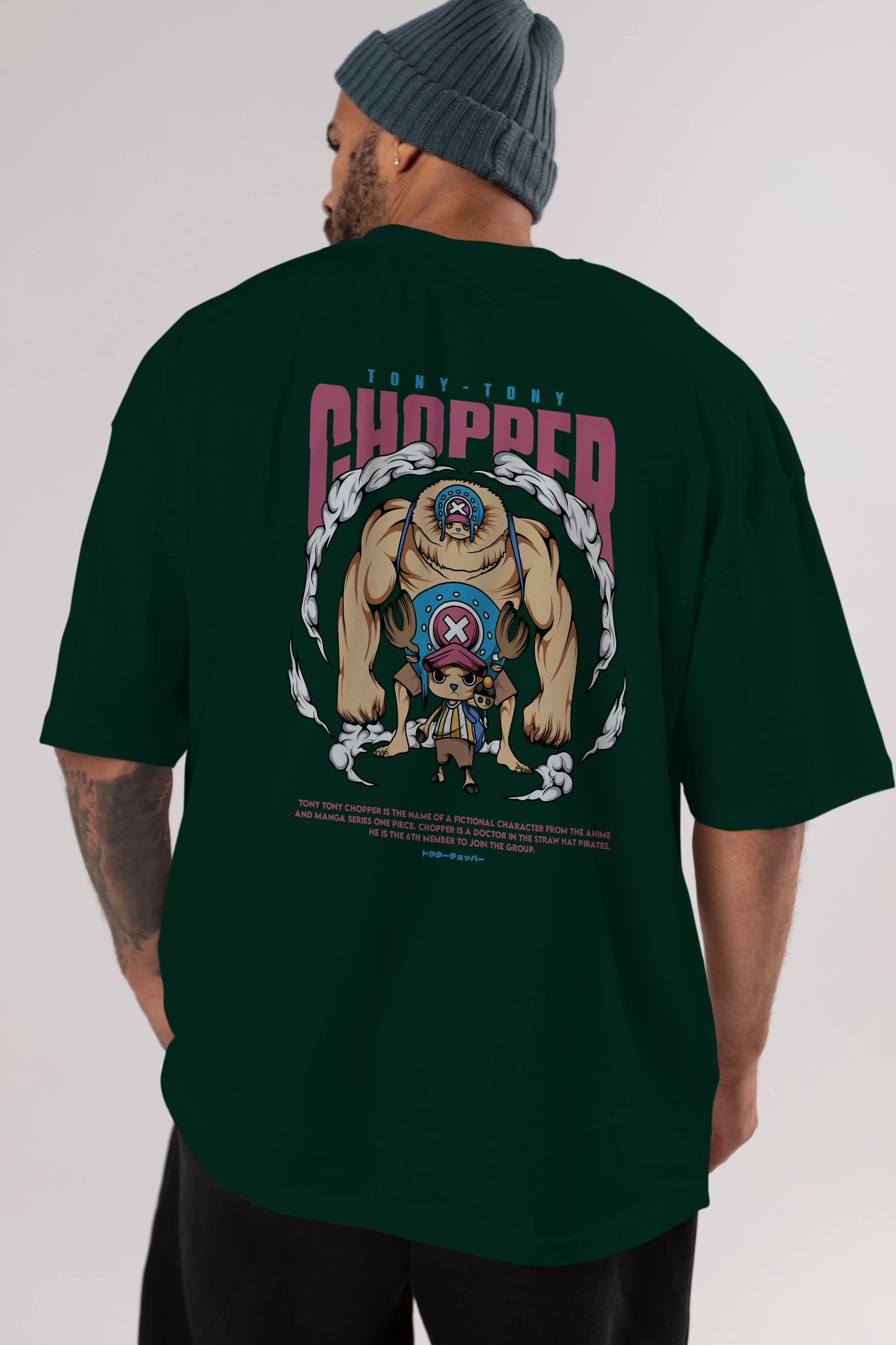 Tony Tony Chopper Anime Arka Baskılı Oversize t-shirt Erkek Kadın Unisex