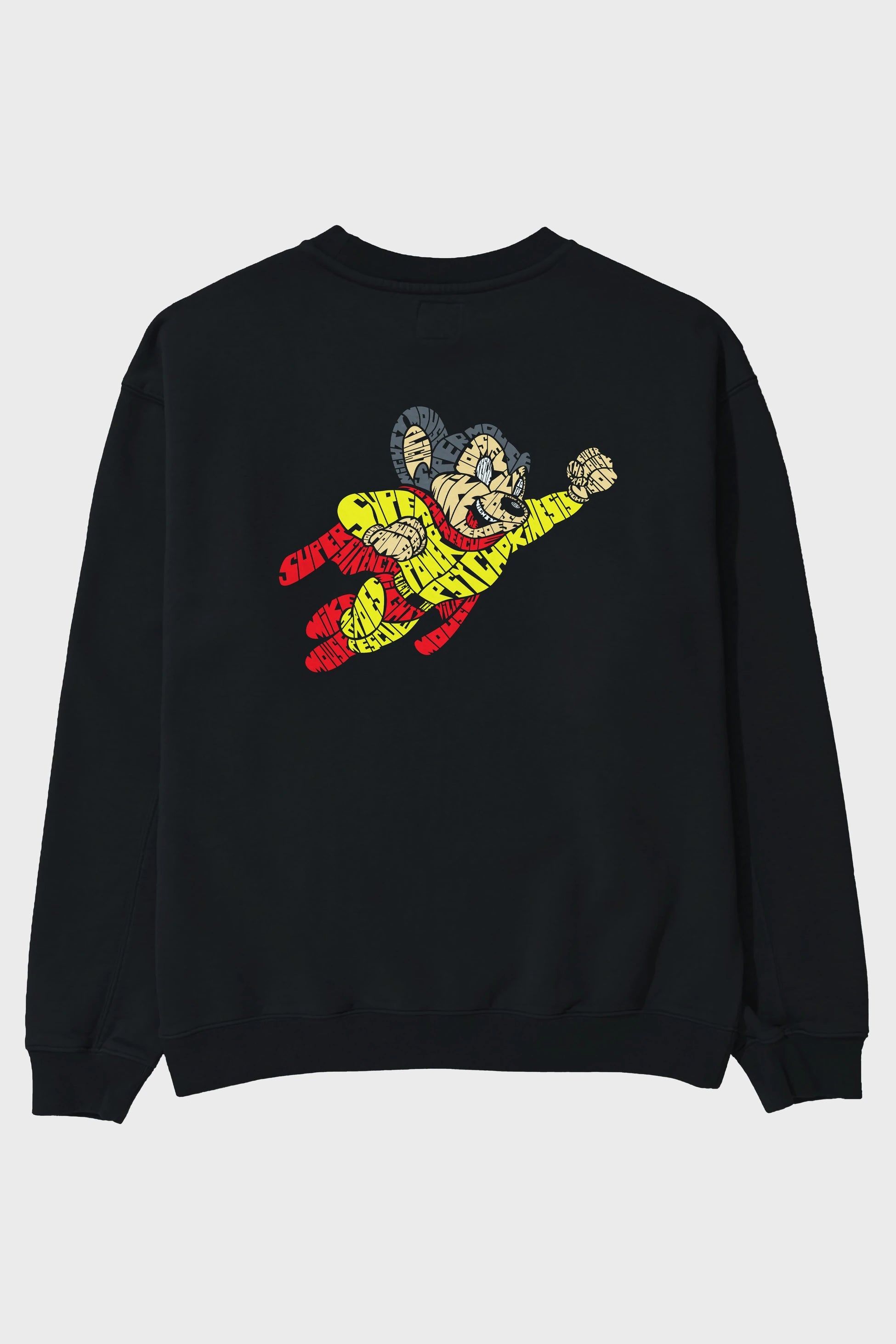Mighty Mouse Arka Baskılı Oversize Sweatshirt Erkek Kadın Unisex