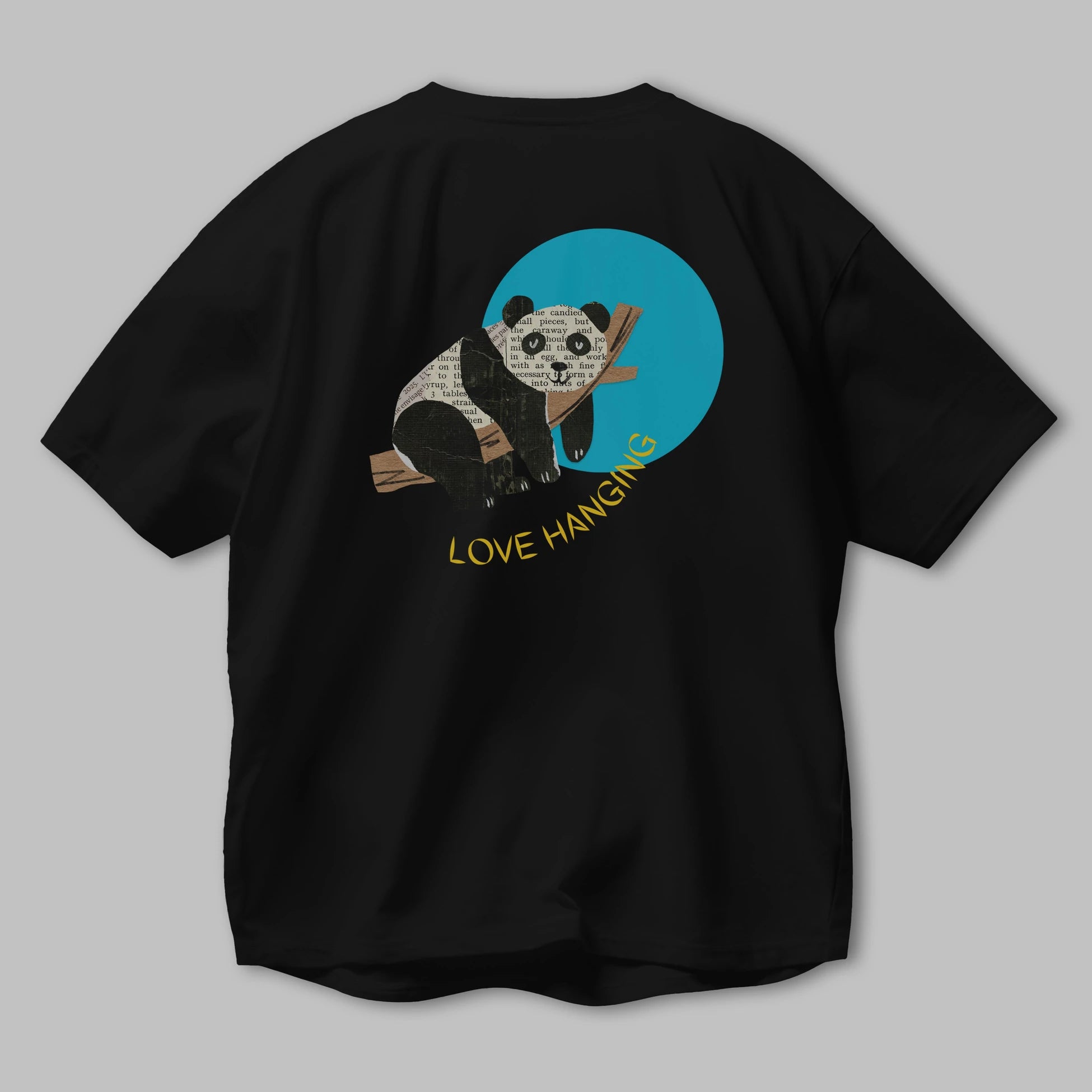 Panda Love Hanging Arka Baskılı Oversize t-shirt Erkek Kadın Unisex