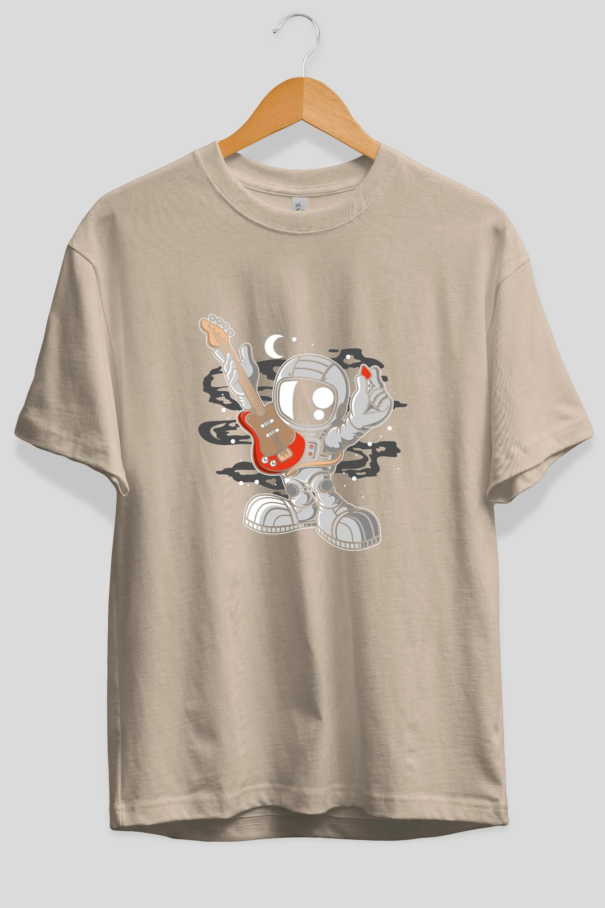 Astronaut Guitar Ön Baskılı Oversize t-shirt Erkek Kadın Unisex