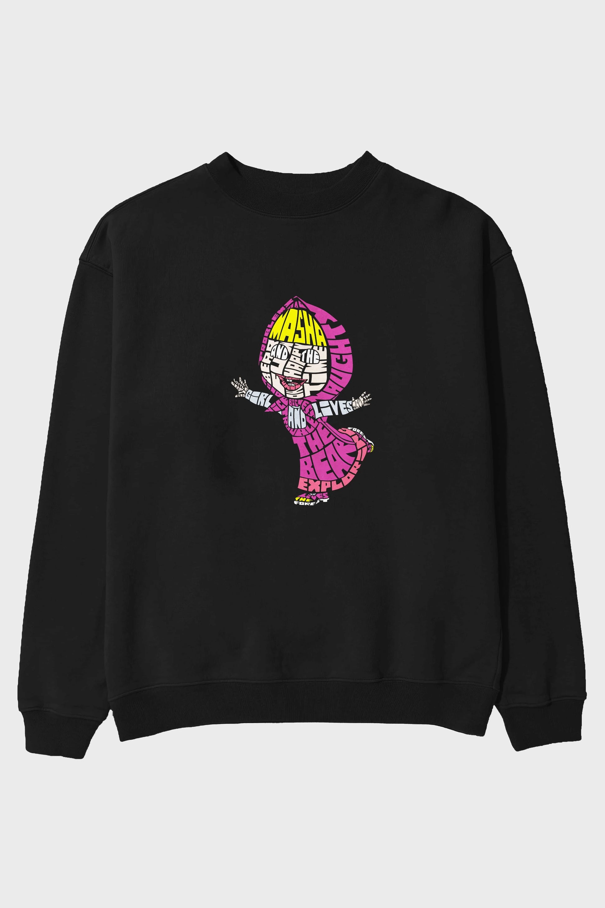 Masha And The Bear Ön Baskılı Oversize Sweatshirt Erkek Kadın Unisex