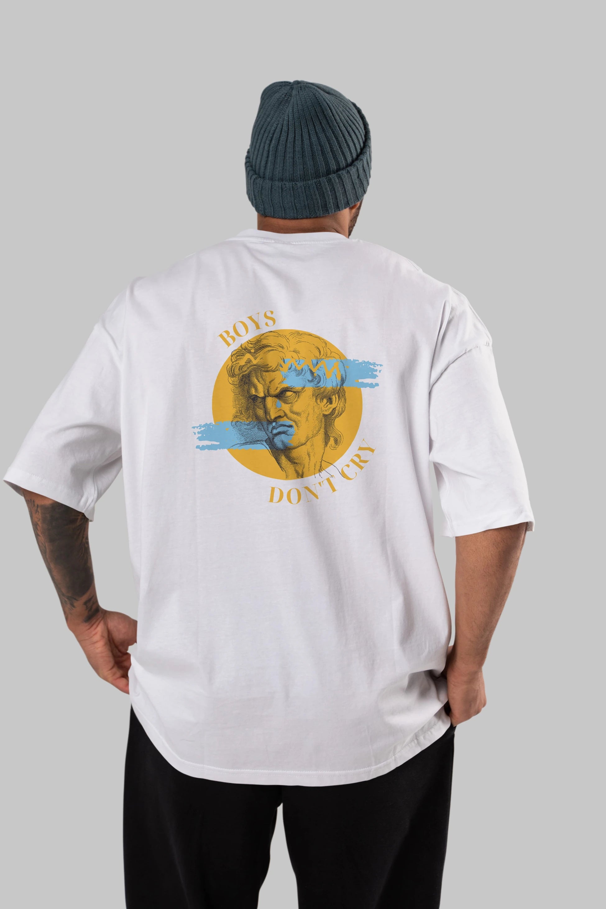 Boys Don't Cry Yazılı Arka Baskılı Oversize t-shirt Erkek Kadın Unisex