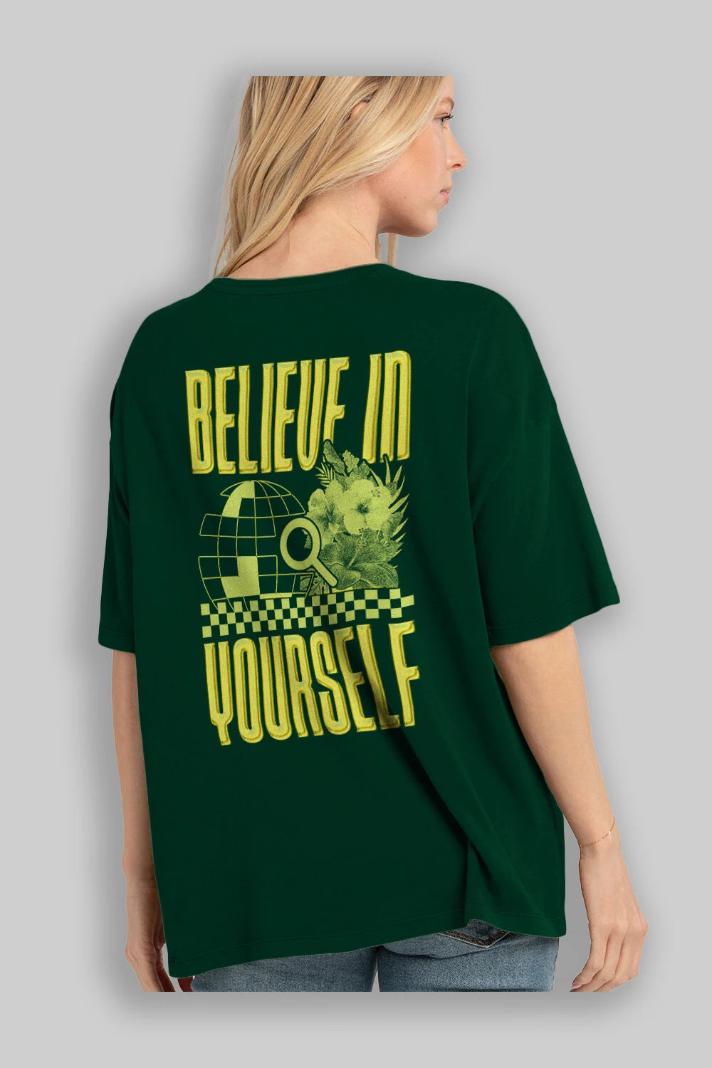 Believe in Yourself Yellow Arka Baskılı Oversize t-shirt Erkek Kadın Unisex