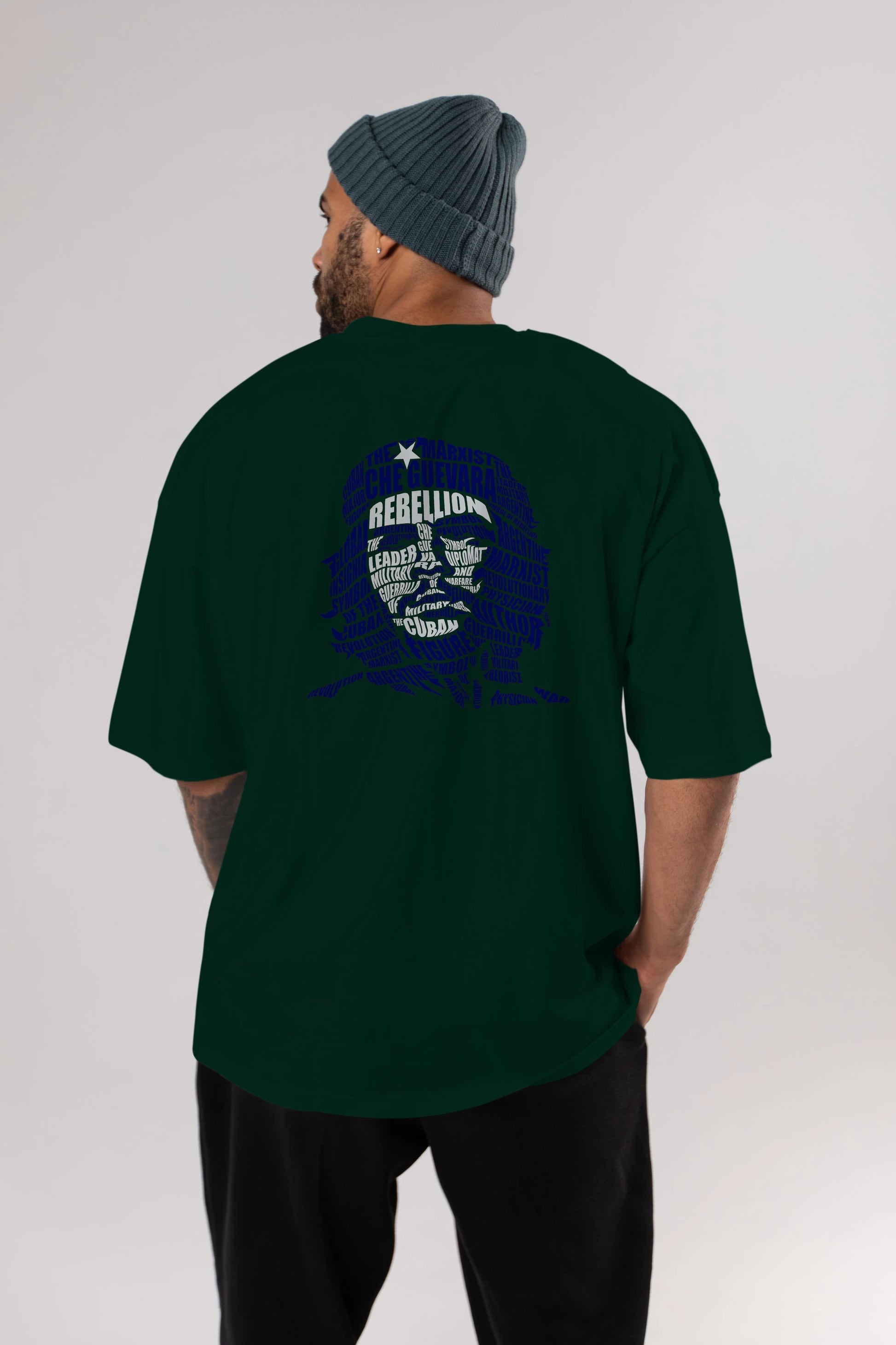 Che Guevara Calligram Arka Baskılı Oversize t-shirt %100 pamuk Erkek Kadın Unisex