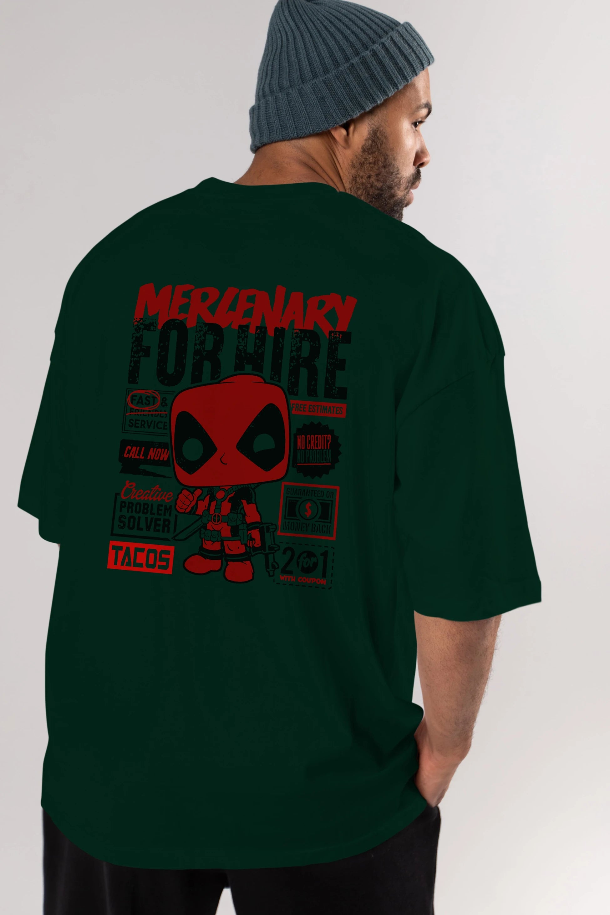 Deadpool (18) Arka Baskılı Oversize t-shirt Erkek Kadın Unisex %100 Pamuk Bisiklet Yaka tişort