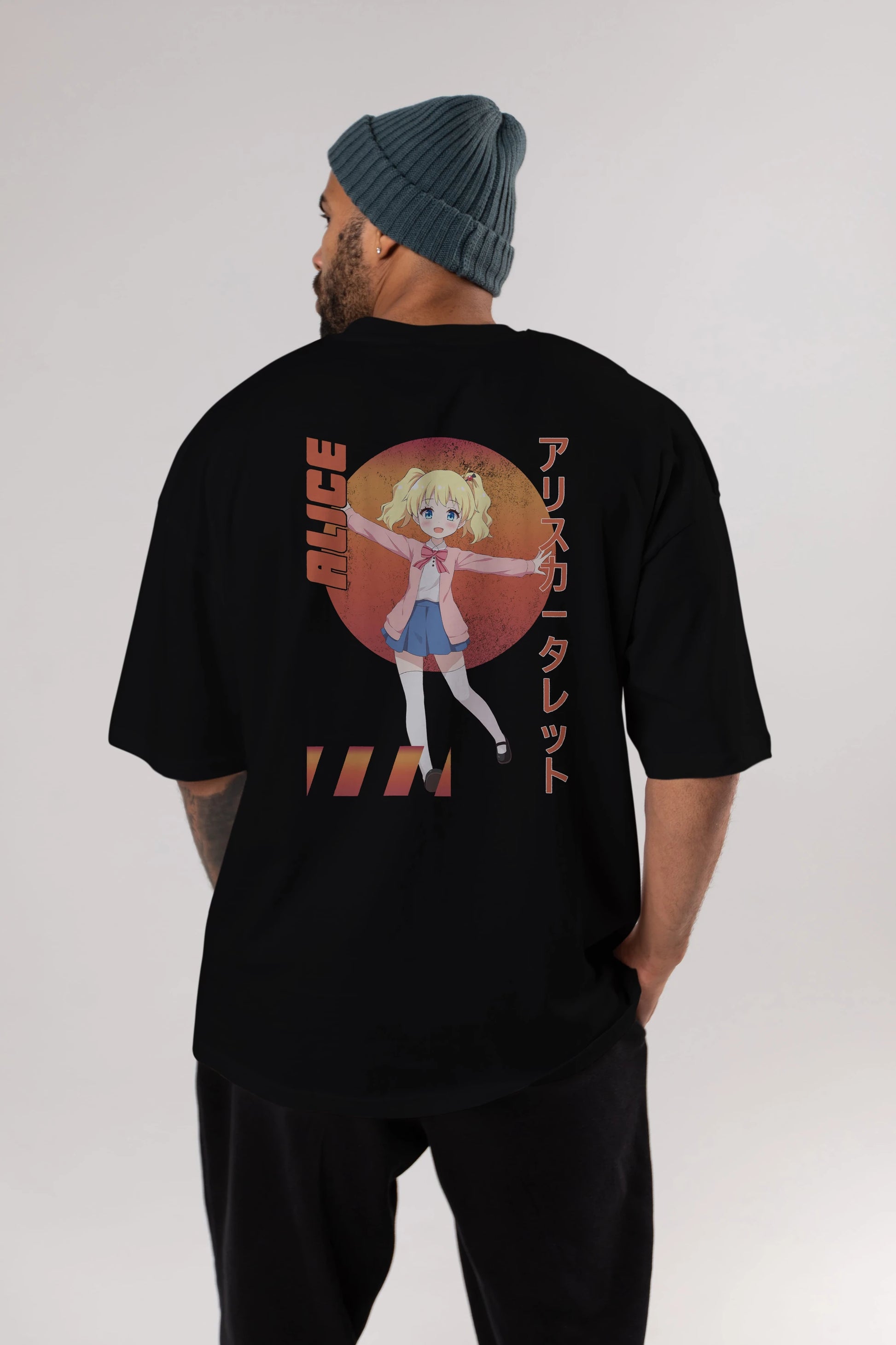 Alice Cartelet 15 Anime Arka Baskılı Oversize t-shirt Erkek Kadın Unisex