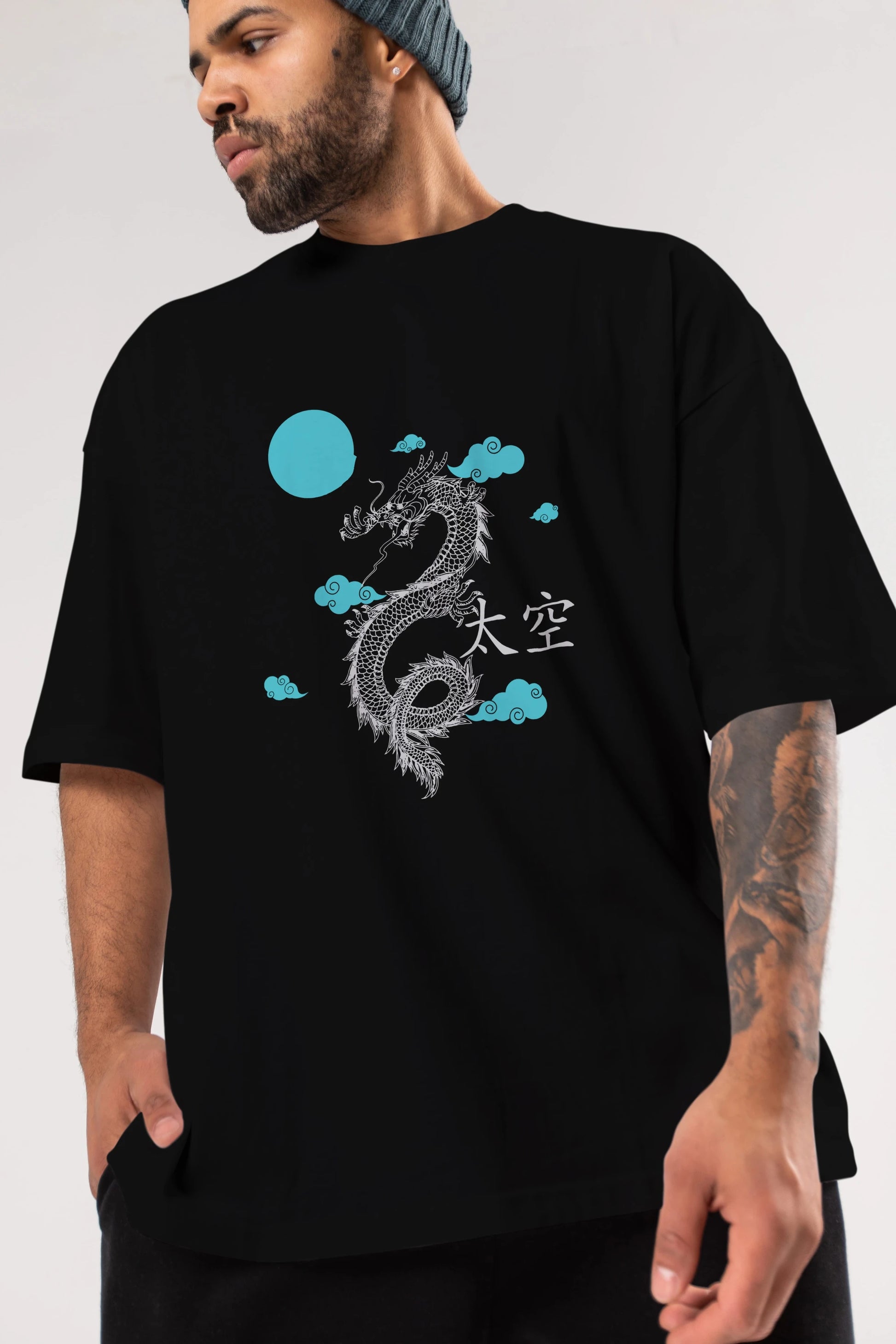 Chinese Dragon Ön Baskılı Oversize t-shirt Erkek Kadın Unisex