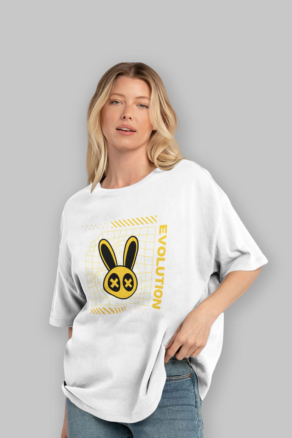 Evolution Yazılı Ön Baskılı Oversize t-shirt Erkek Kadın Unisex