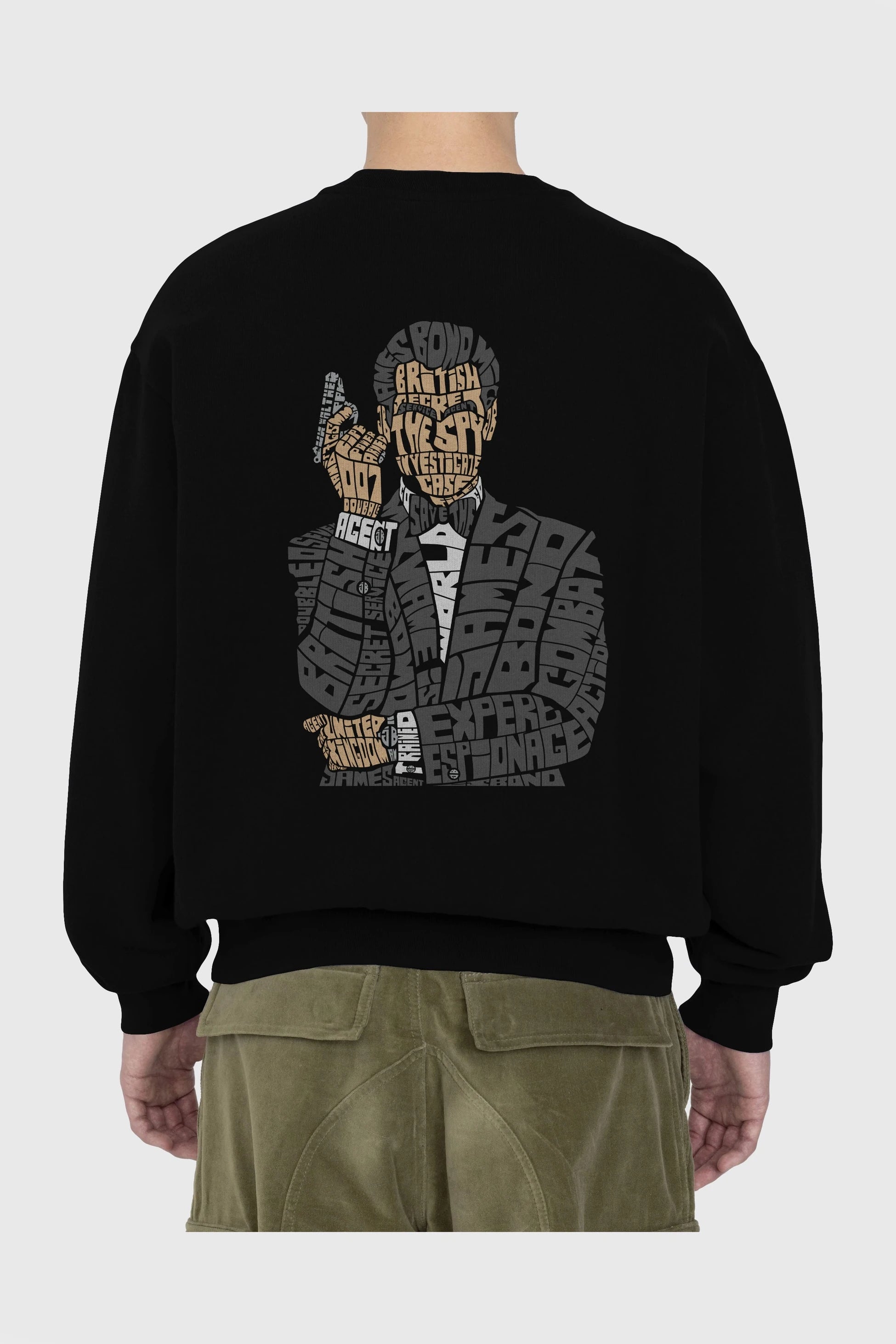 James Bond Arka Baskılı Oversize Sweatshirt Erkek Kadın Unisex