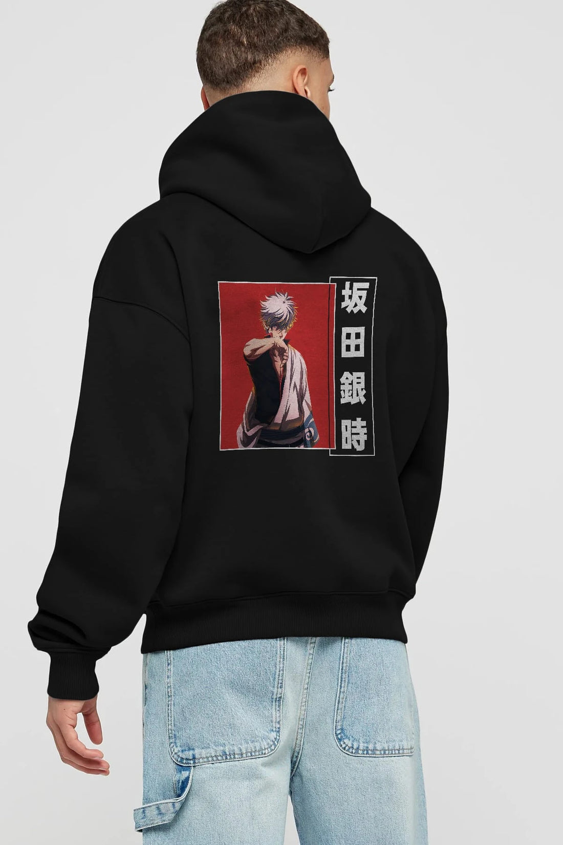 Gintoki Sakata GINTAMA 1 Anime Arka Baskılı Hoodie Oversize Kapüşonlu Sweatshirt Erkek Kadın Unisex