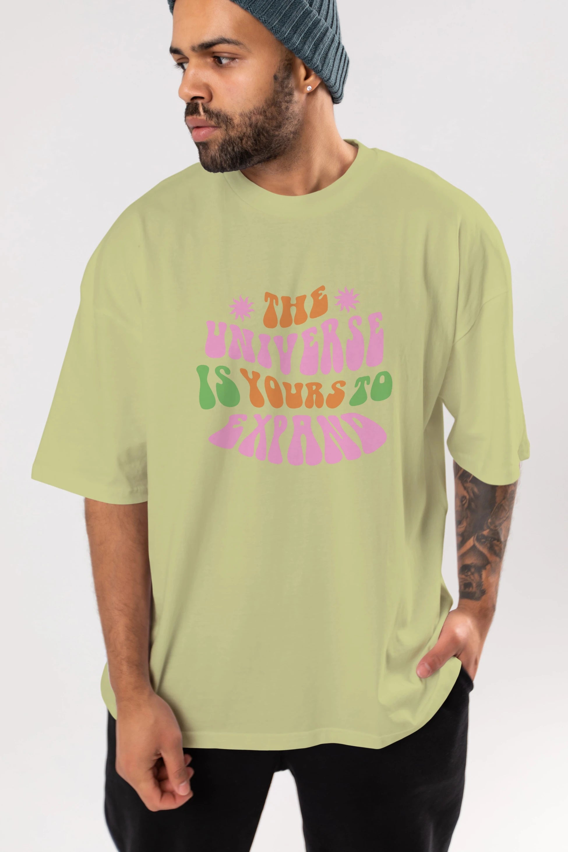 The Universe is Yours Yazılı Ön Baskılı Oversize t-shirt Erkek Kadın Unisex