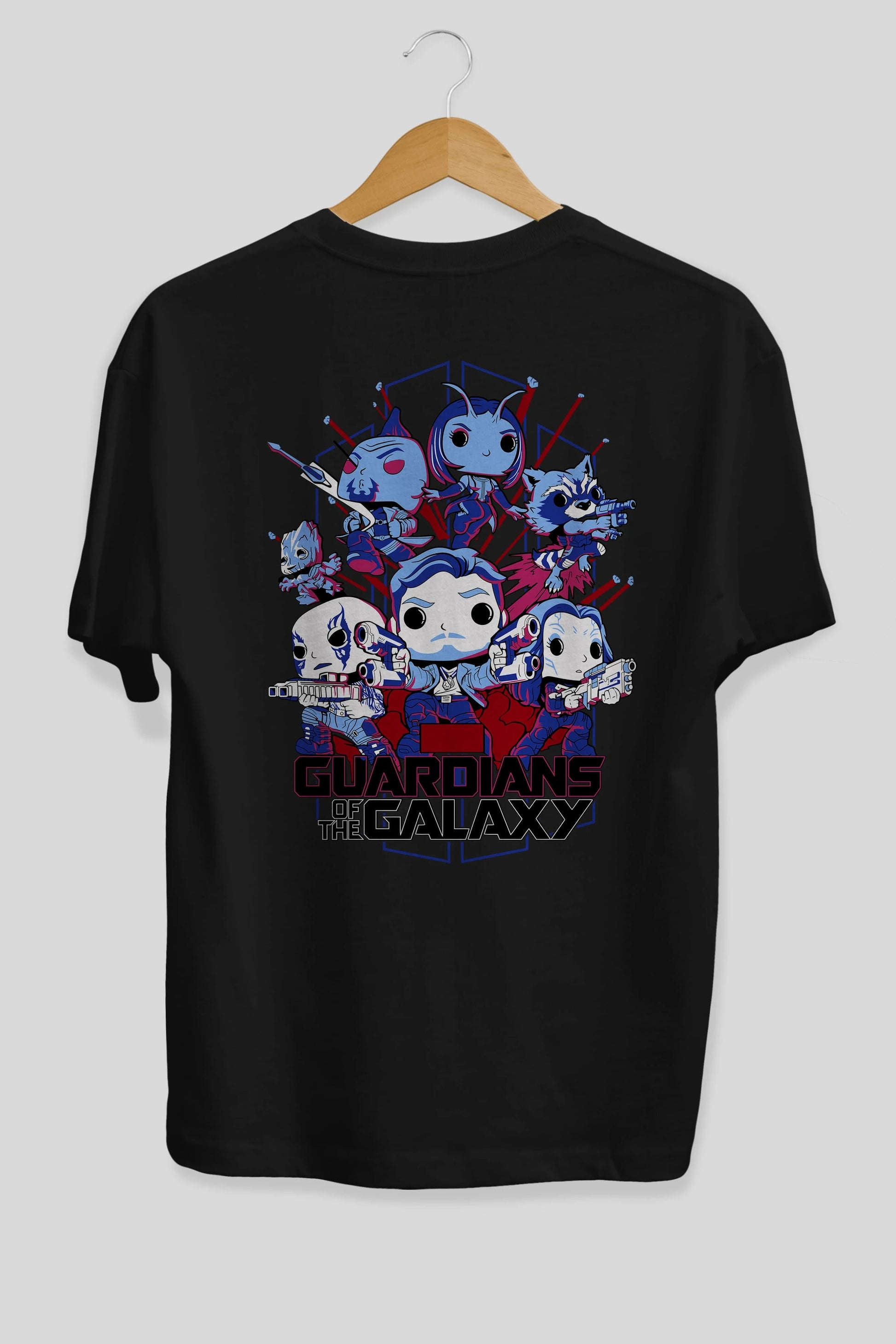 Guardians of the Galaxy Arka Baskılı Oversize t-shirt Erkek Kadın Unisex %100 Pamuk Bisiklet Yaka tişort