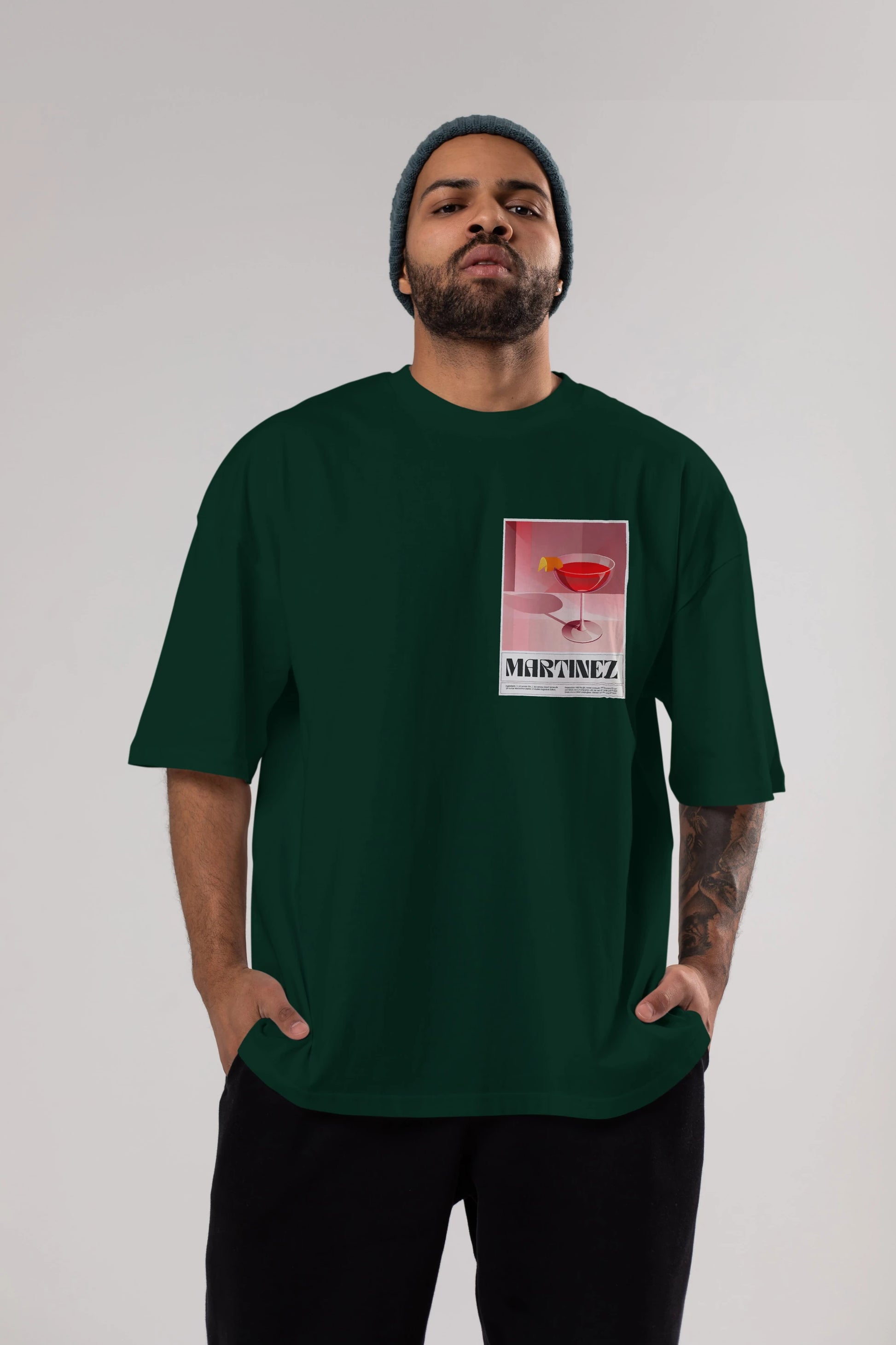 Martinez Ön Sol Baskılı Oversize t-shirt Erkek Kadın Unisex %100 Pamuk Bisiklet Yaka tişort