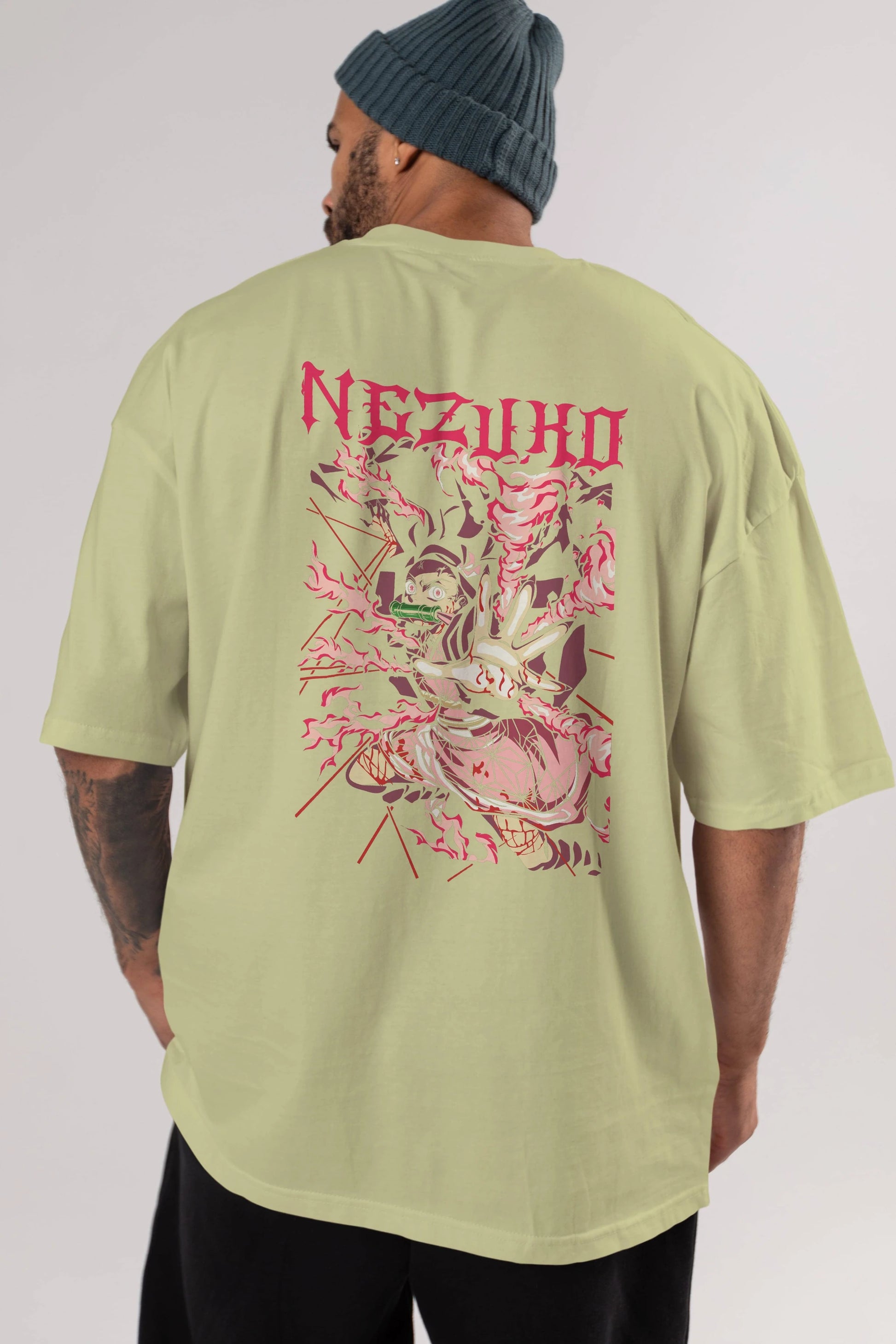 NEZUKO KAMADO Anime Arka Baskılı Oversize t-shirt Erkek Kadın Unisex