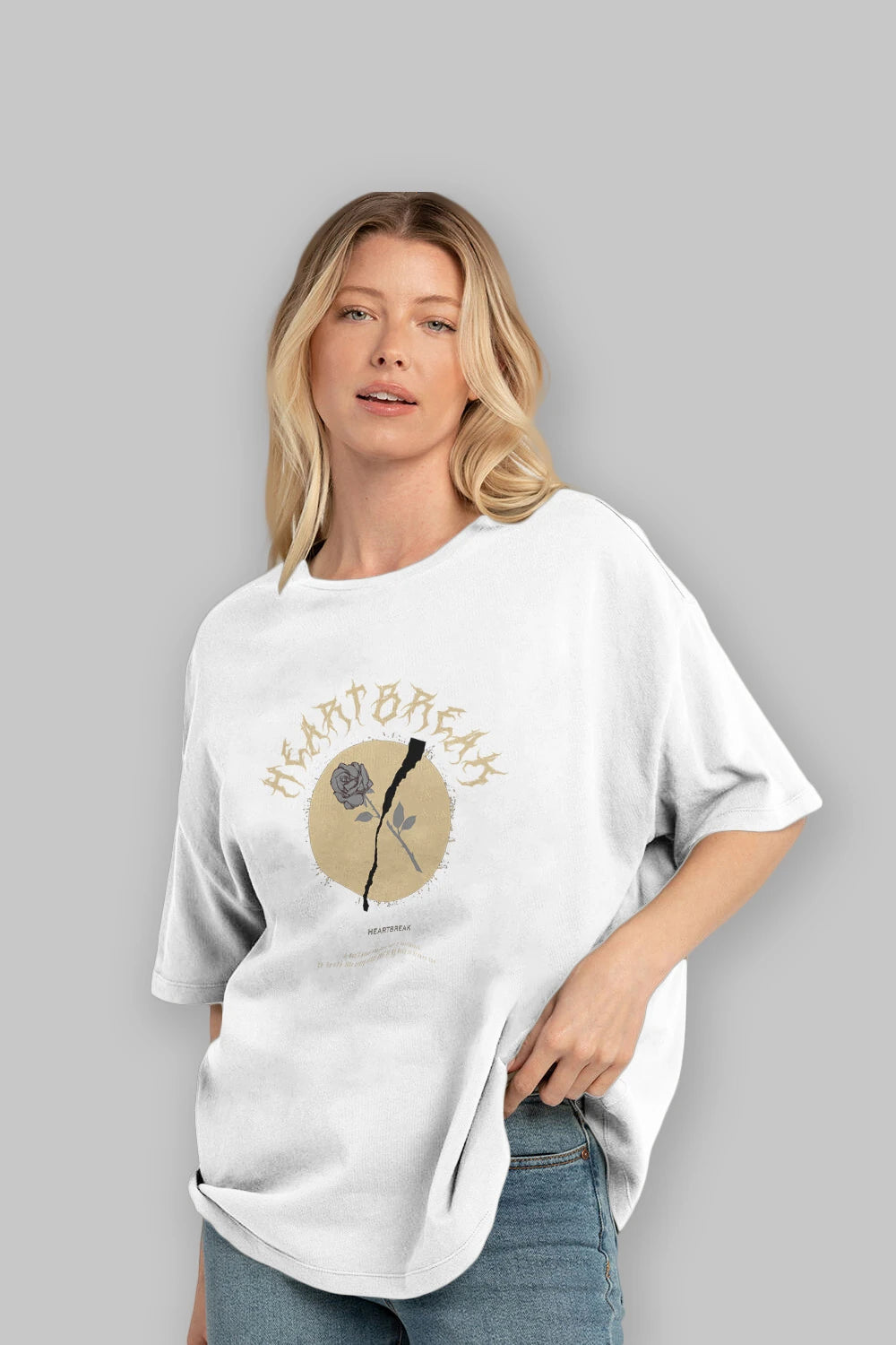 Heartbreak Ön Baskılı Oversize t-shirt Erkek Kadın Unisex