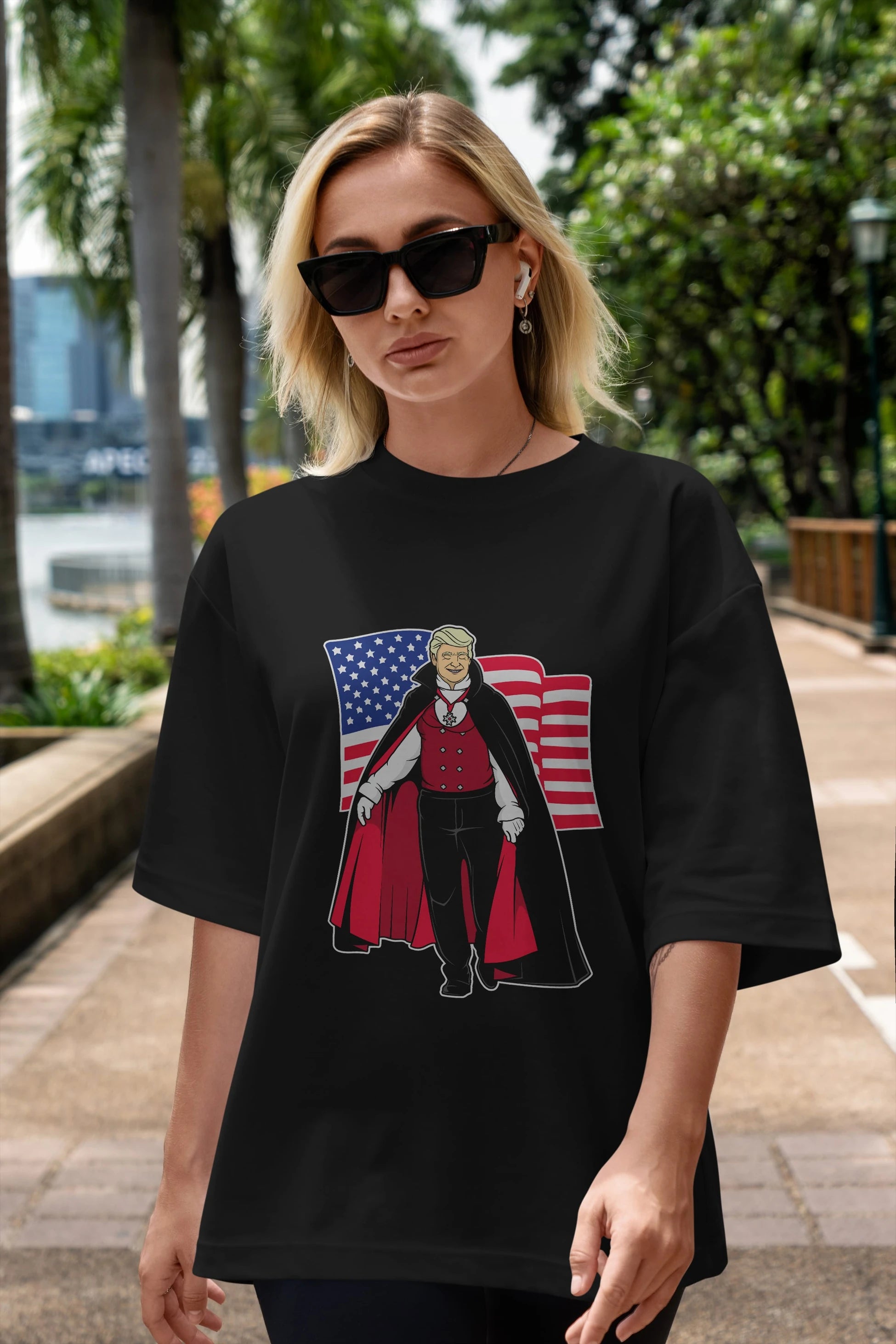 Trump Dracula Ön Baskılı Oversize t-shirt Erkek Kadın Unisex %100 Pamuk tişort