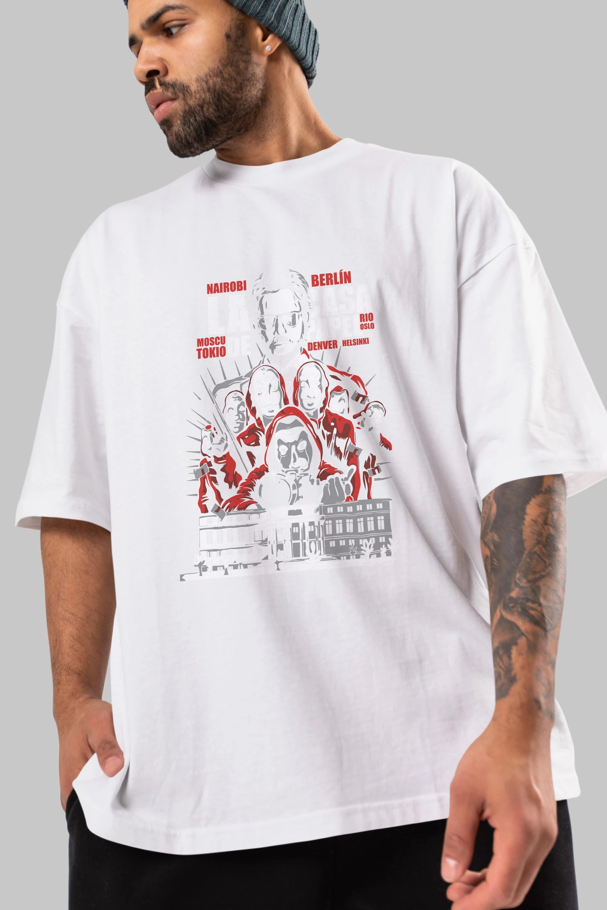 La Casa De Papel (2) Ön Baskılı Oversize t-shirt Erkek Kadın Unisex %100 Pamuk Bisiklet Yaka tişort