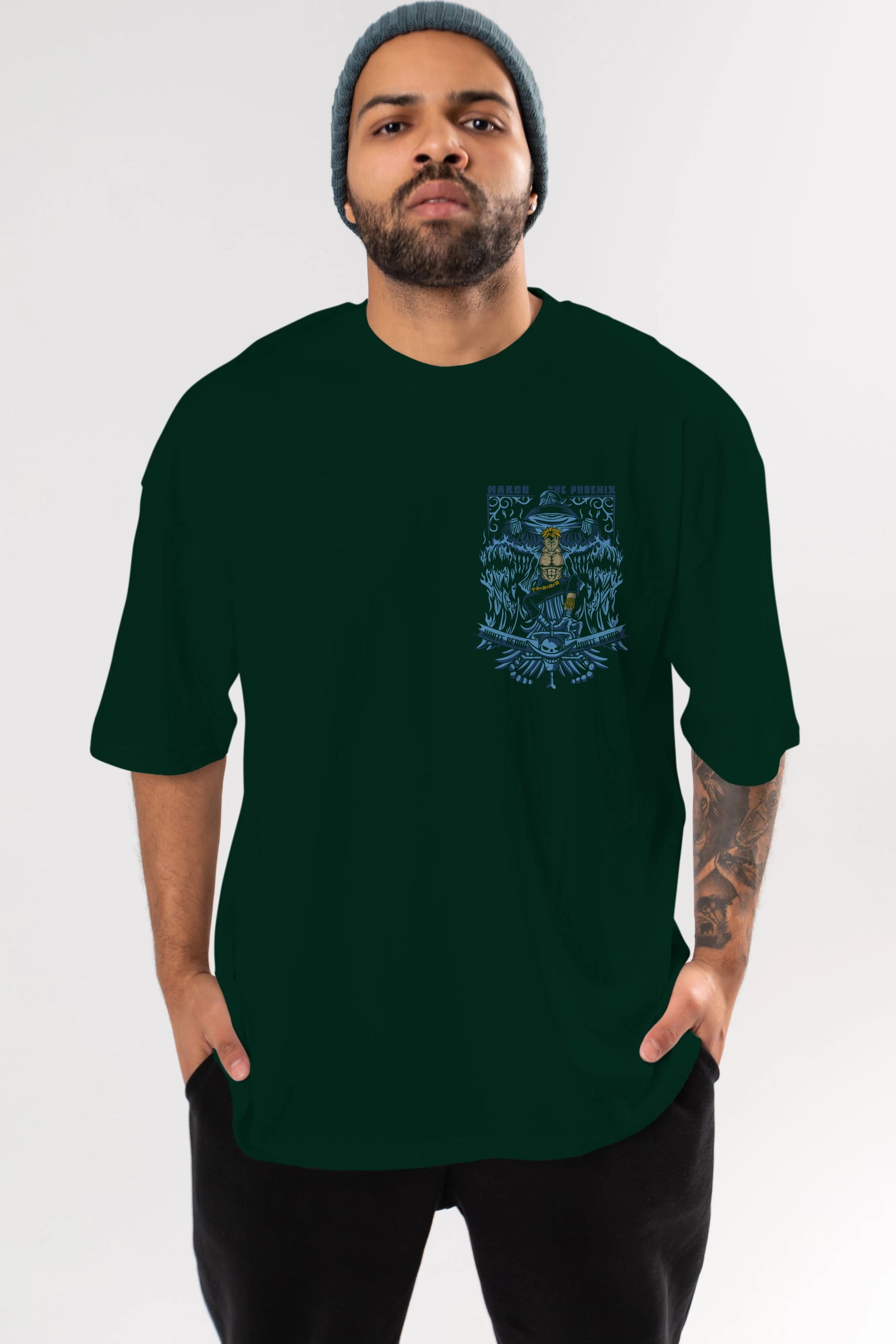 MARCO EL FENIX One Piece Ön Sol Baskılı Oversize t-shirt Erkek Kadın Unisex %100 Pamuk Bisiklet Yaka tişort