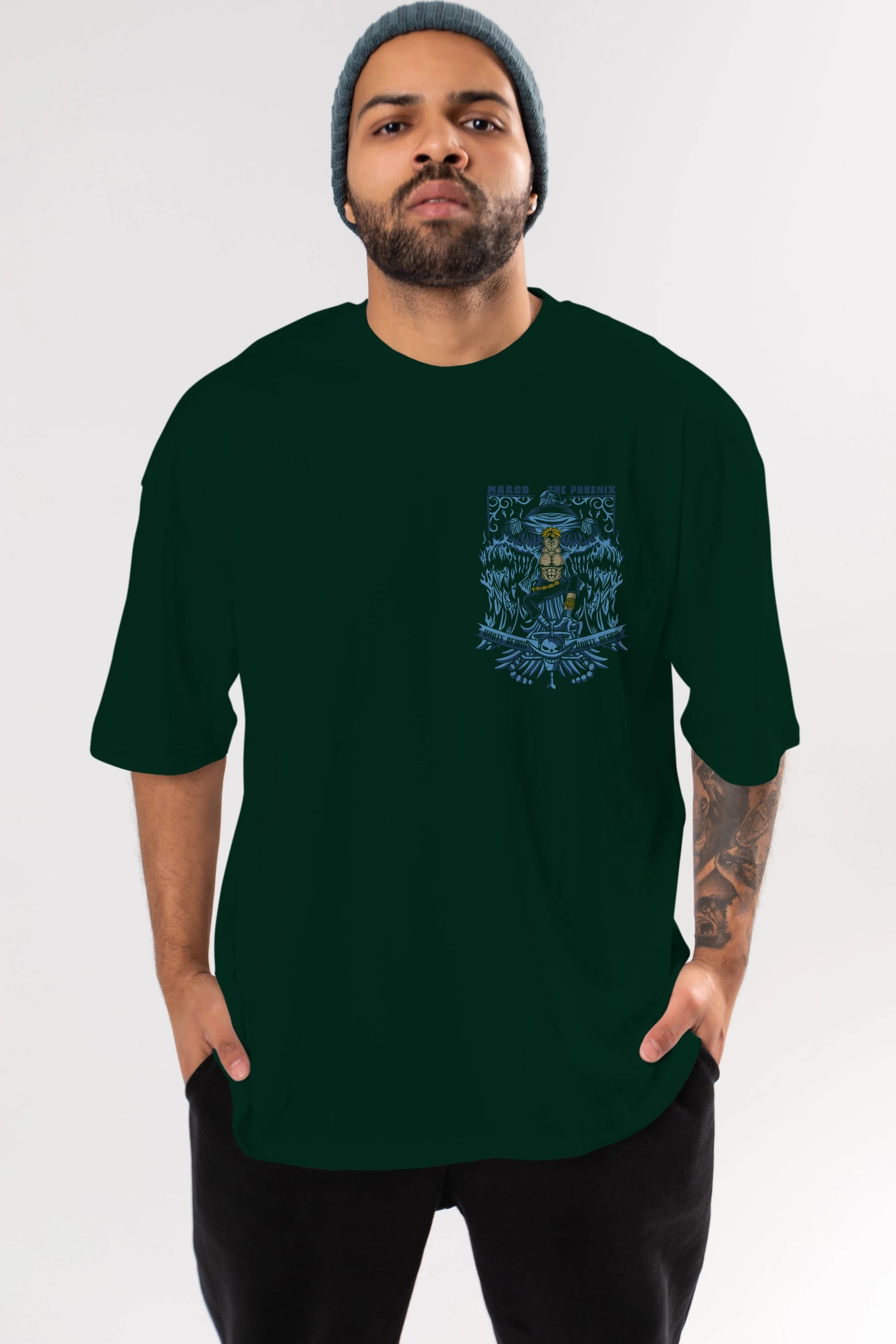MARCO EL FENIX One Piece Ön Sol Baskılı Oversize t-shirt Erkek Kadın Unisex %100 Pamuk Bisiklet Yaka tişort