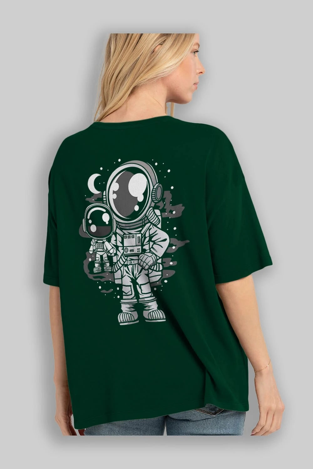 Astronaut And His Doll Arka Baskılı Oversize t-shirt Erkek Kadın Unisex