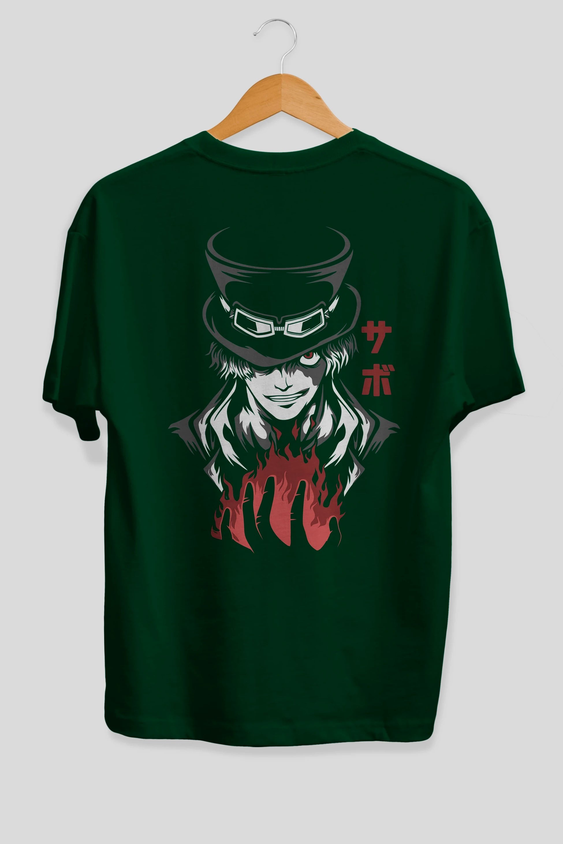 SaboOnePiece Anime Arka Baskılı Oversize t-shirt Erkek Kadın Unisex