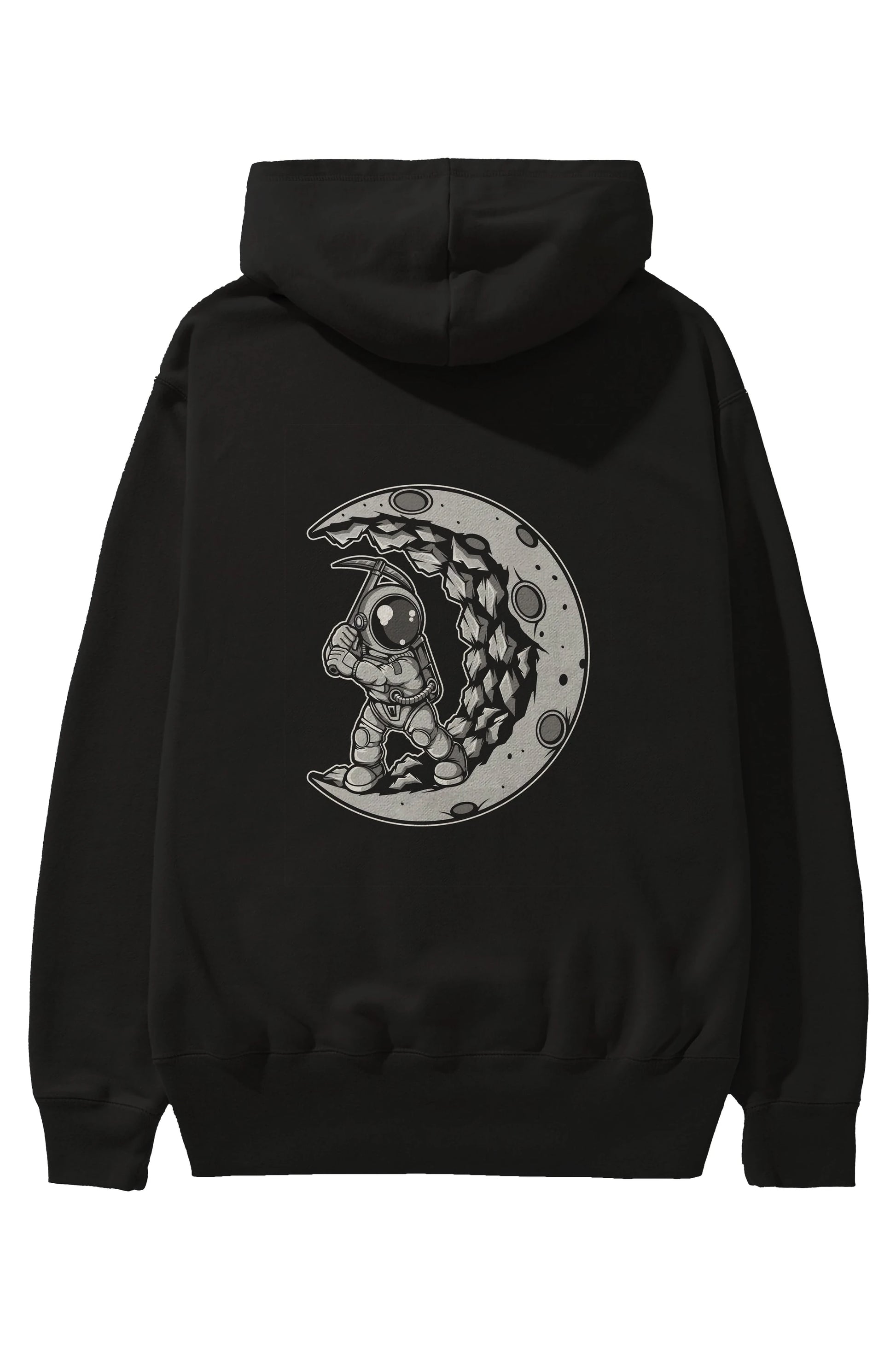 Astronaut Moon Digger Arka Baskılı Hoodie Oversize Kapüşonlu Sweatshirt Erkek Kadın Unisex