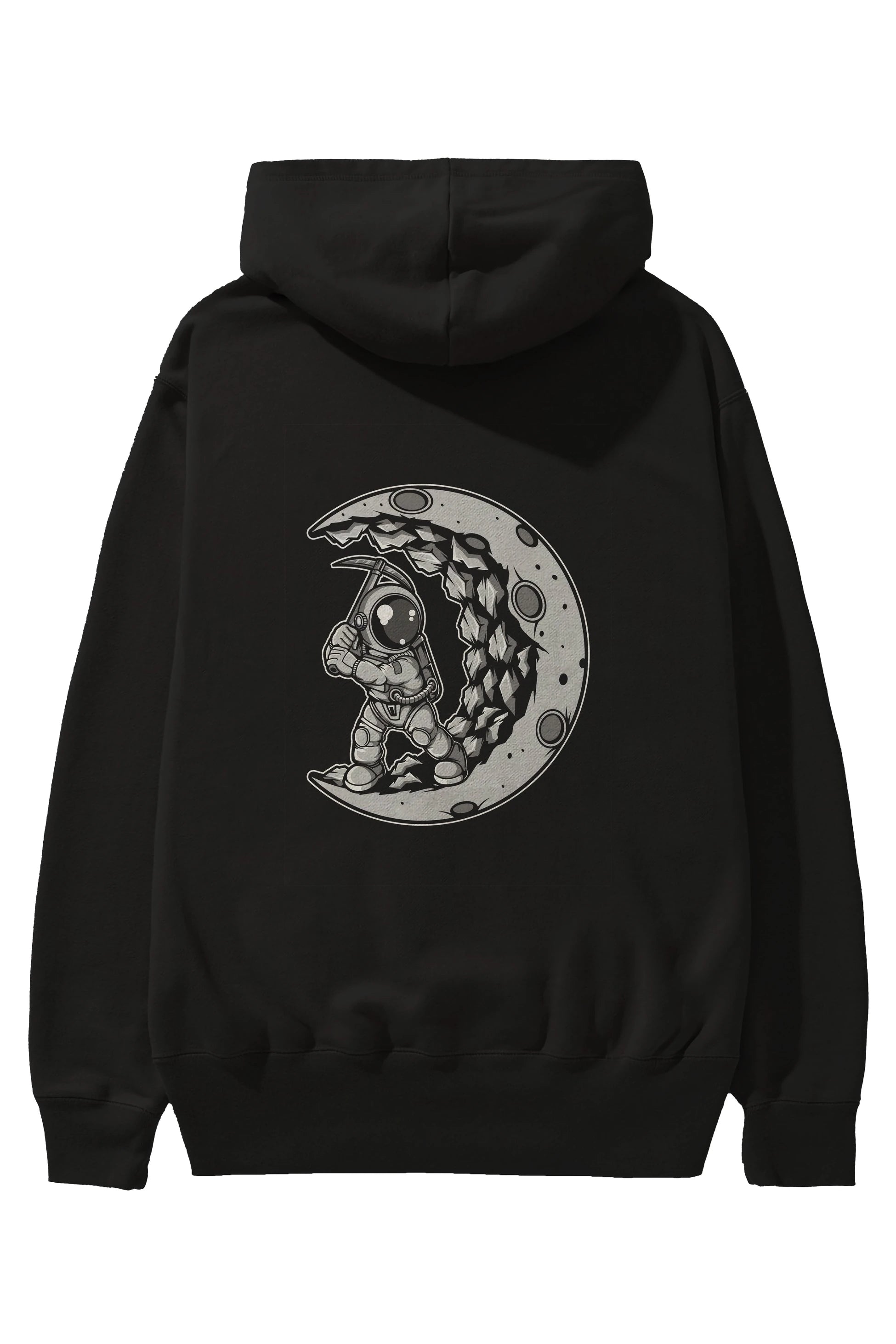 Astronaut Moon Digger Arka Baskılı Hoodie Oversize Kapüşonlu Sweatshirt Erkek Kadın Unisex
